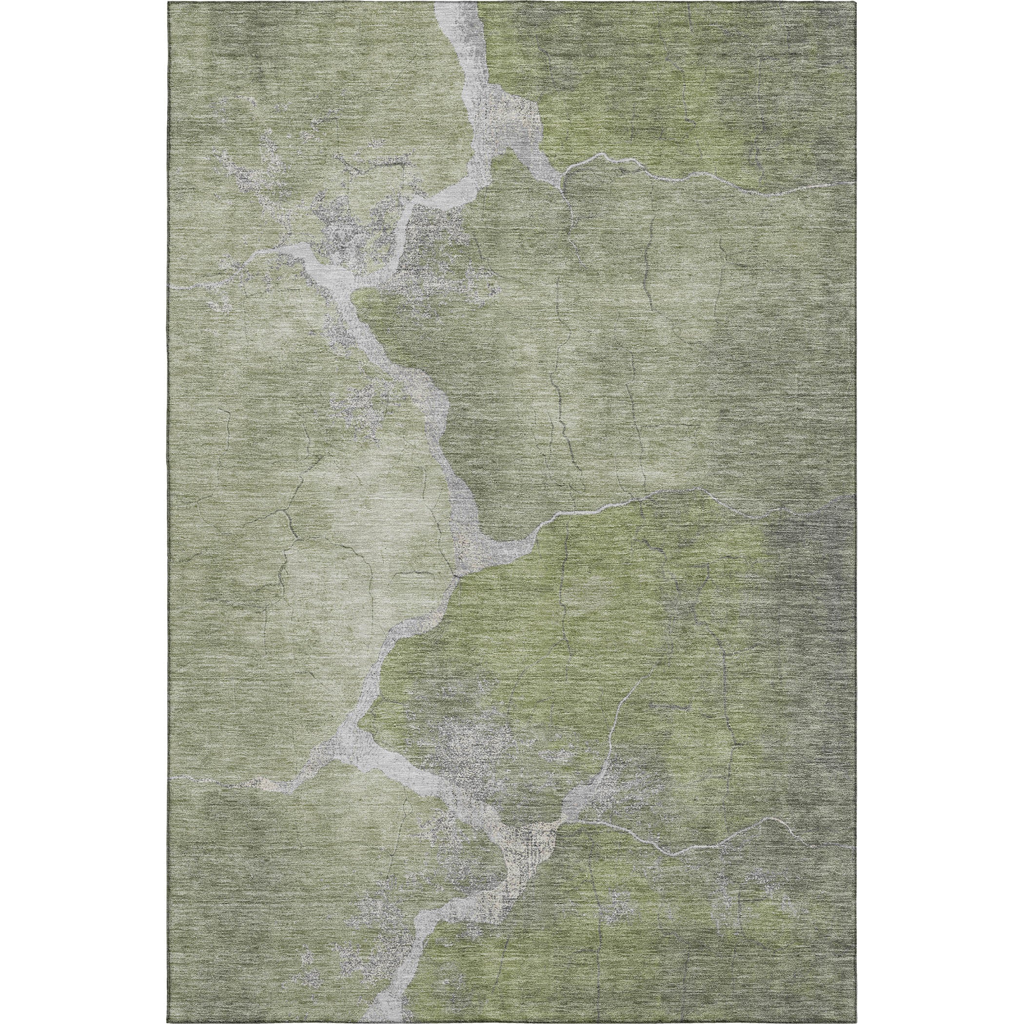 Hoi An Machine Washable Transitional Green Rug 2'6" x 3'10" #shape_Rectangle
