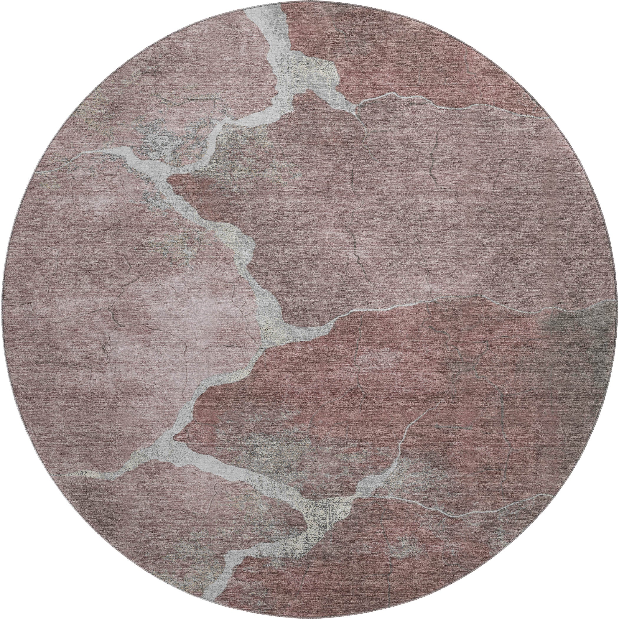 Hoi An Machine Washable Transitional Mauve Pink Rug 8' x 8' #shape_Round