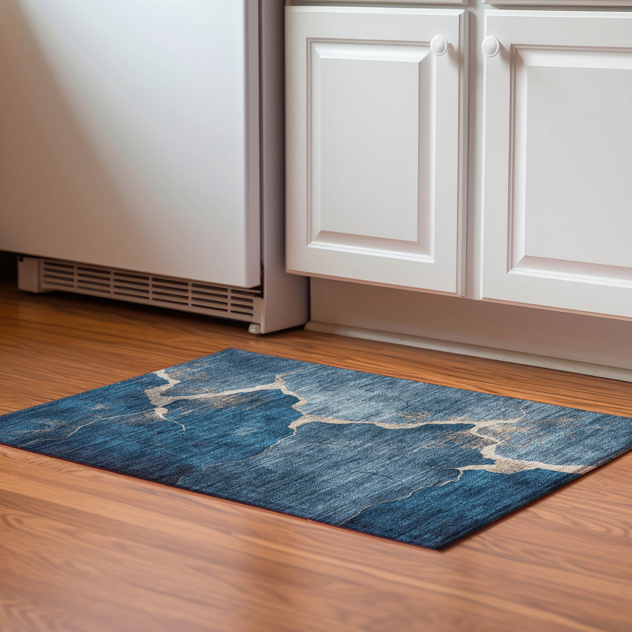 Hoi An Machine Washable Transitional Navy Blue Rug 1'8" x 2'6" #shape_Rectangle