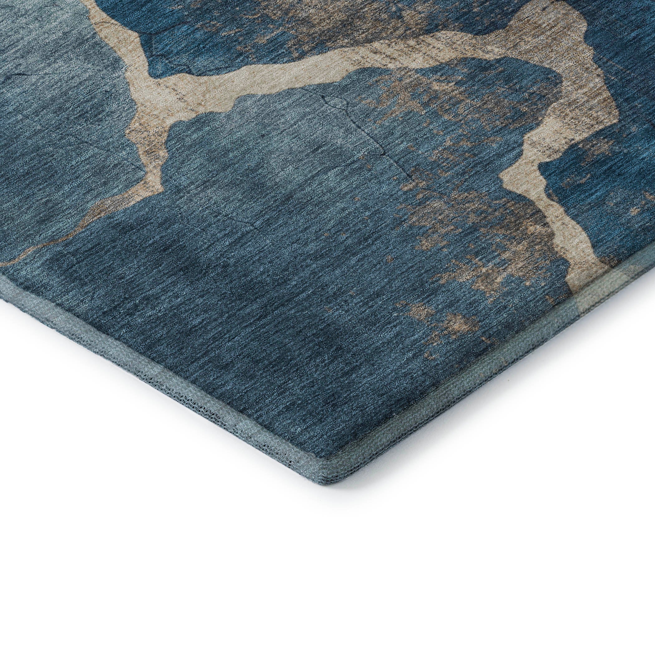 Hoi An Machine Washable Transitional Navy Blue Rug 1'8" x 2'6" #shape_Rectangle