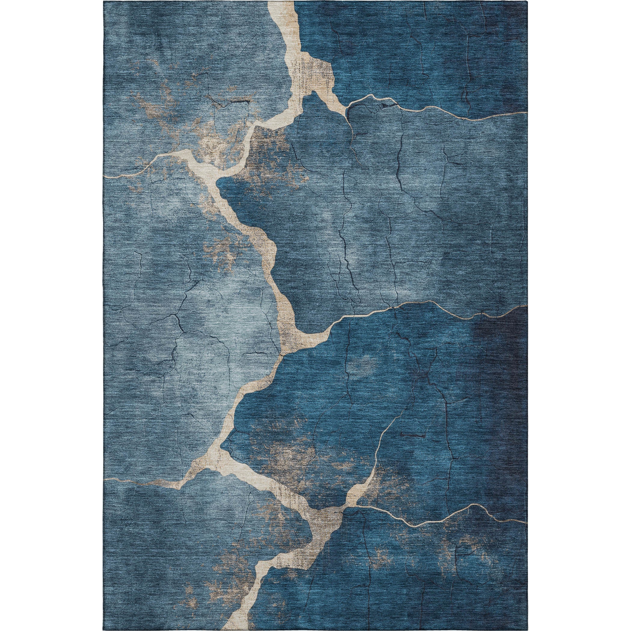 Hoi An Machine Washable Transitional Navy Blue Rug 2'6" x 3'10" #shape_Rectangle