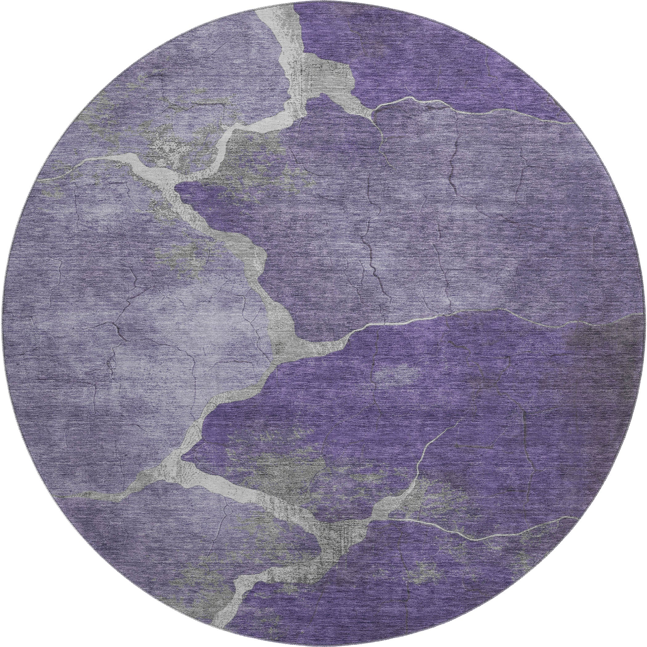 Hoi An Machine Washable Transitional Purple Rug 8' x 8' #shape_Round