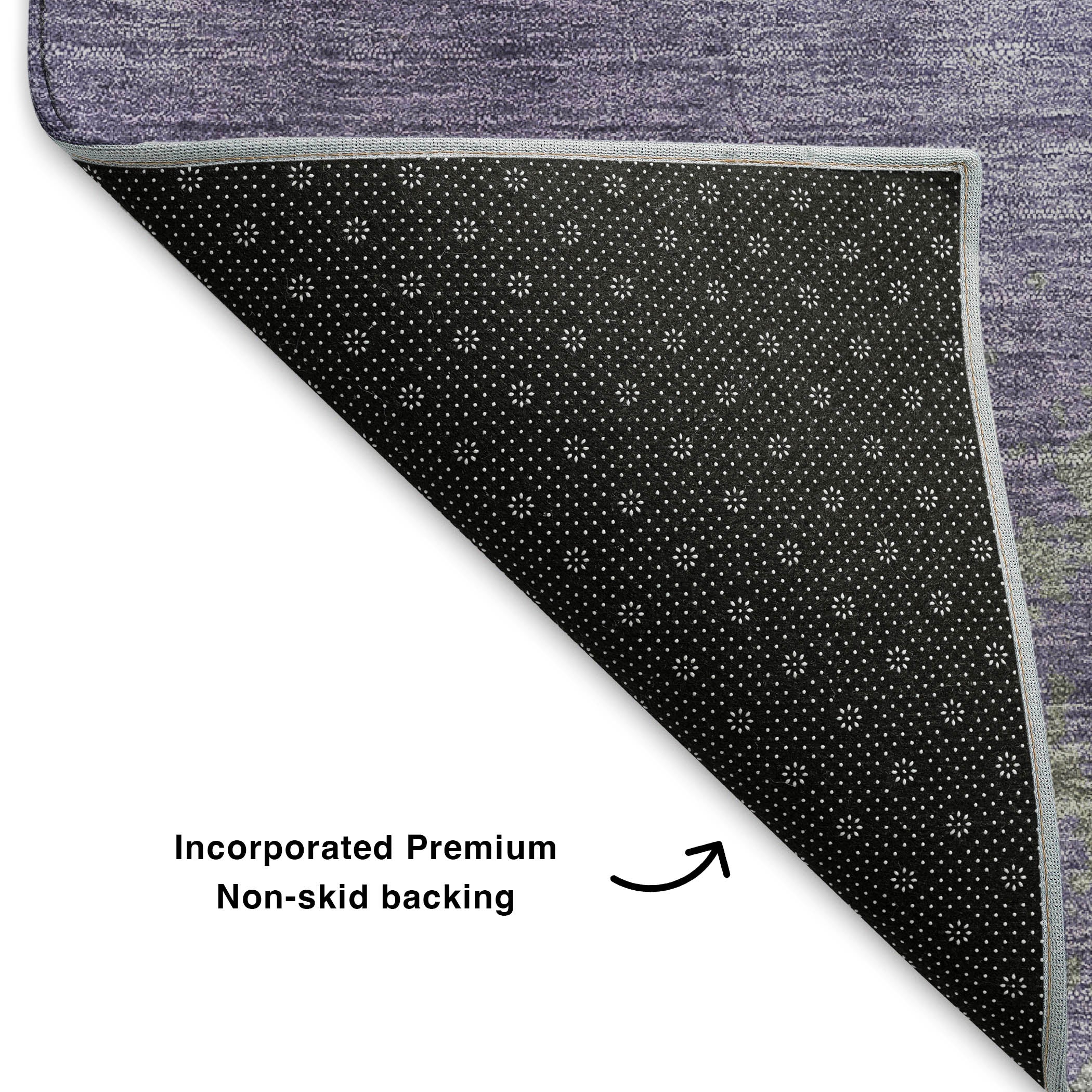 Hoi An Machine Washable Transitional Purple Rug 1'8" x 2'6" #shape_Rectangle