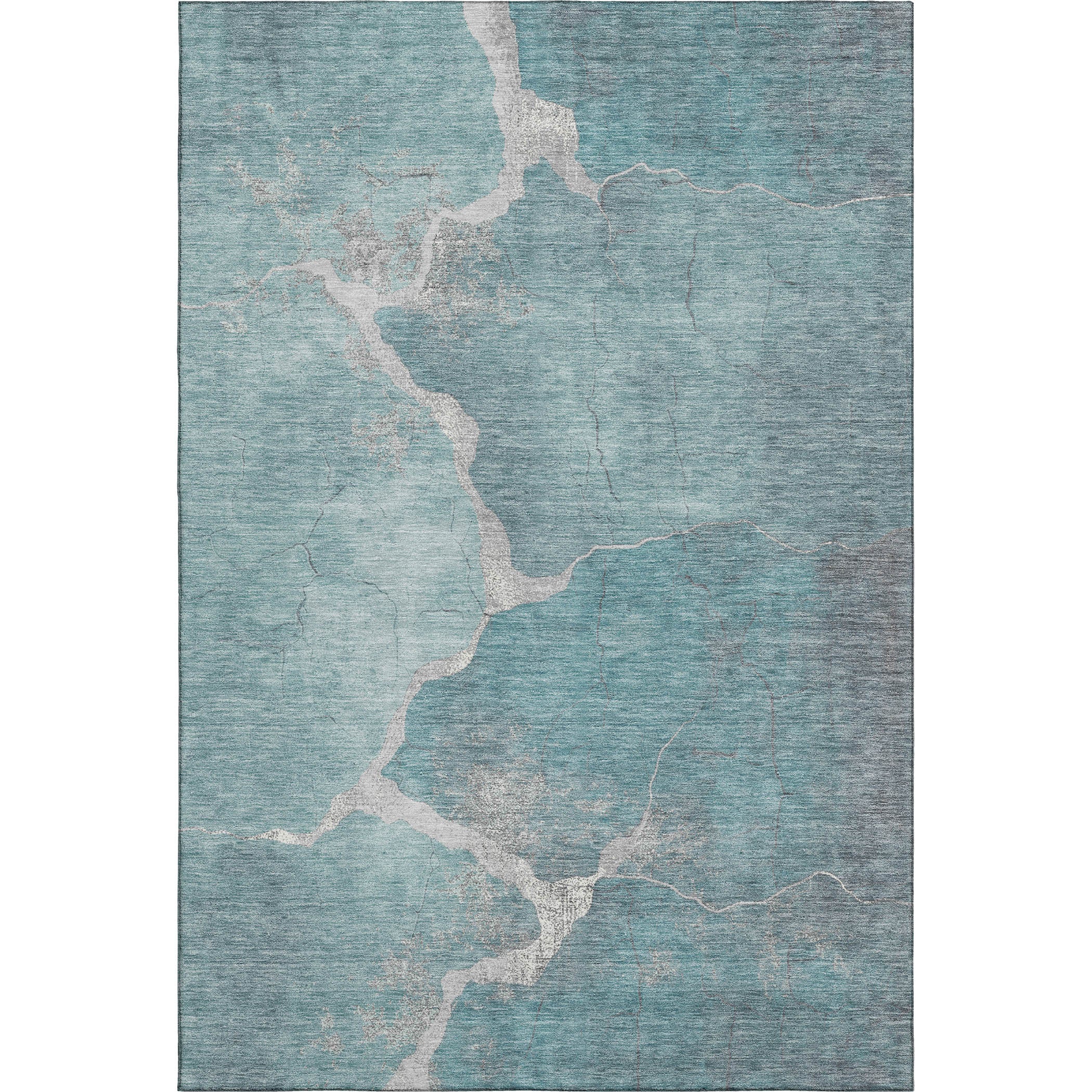 Hoi An Machine Washable Transitional Teal Rug 2'6" x 3'10" #shape_Rectangle