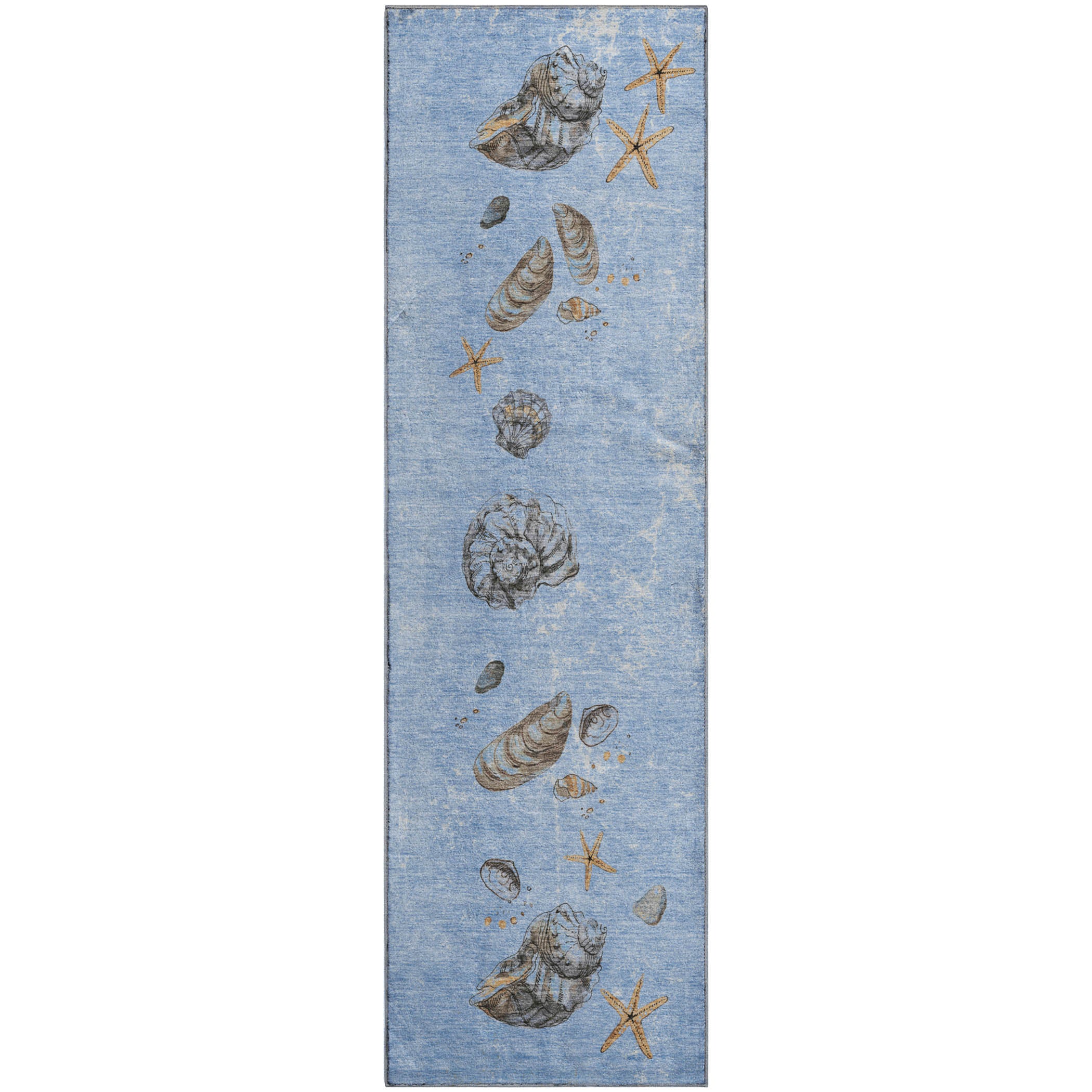 Florence Machine Washable Coastal Blue Rug 2'3" x 7'6" #shape_Runner