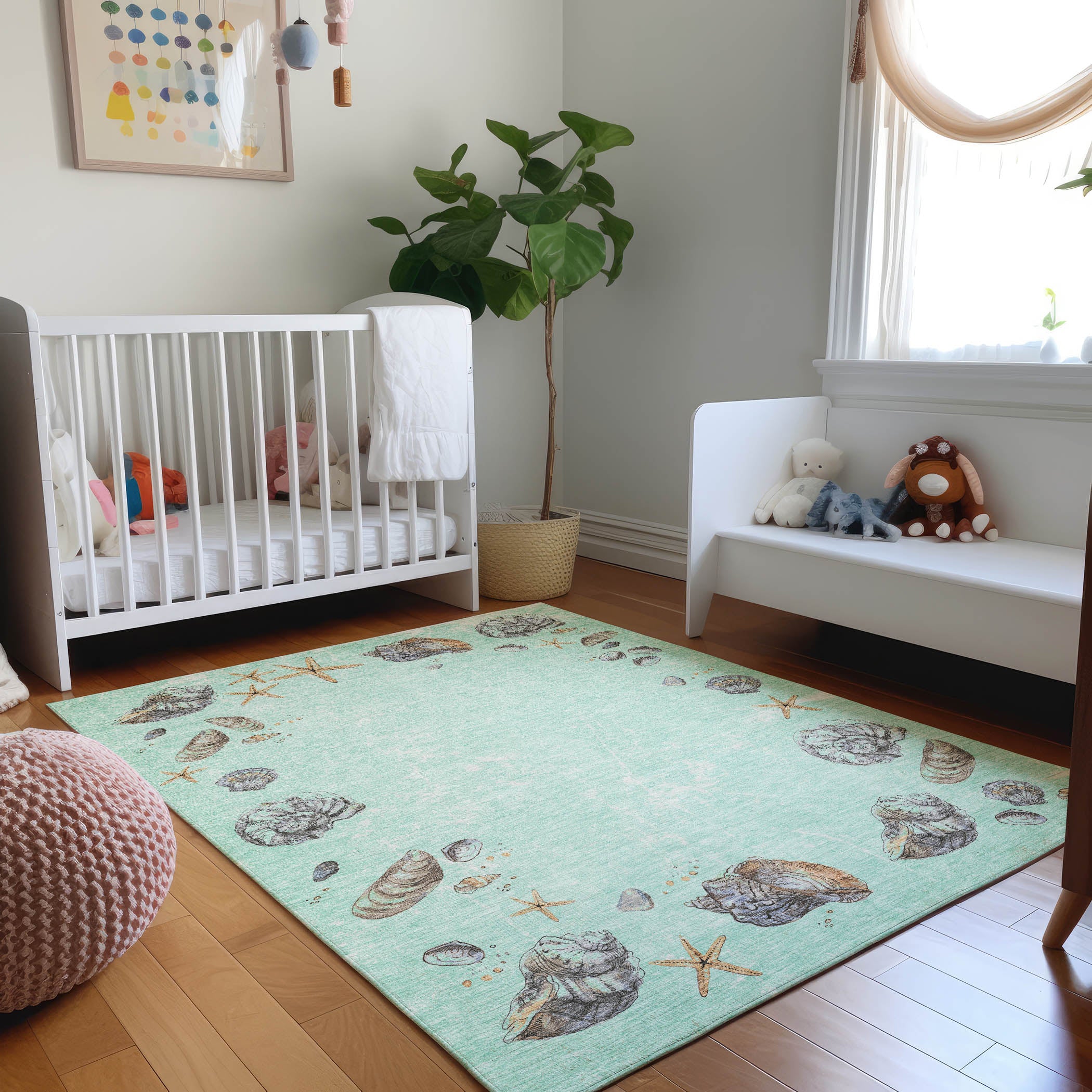 Florence Machine Washable Coastal Green Rug 2'6" x 3'10" #shape_Rectangle