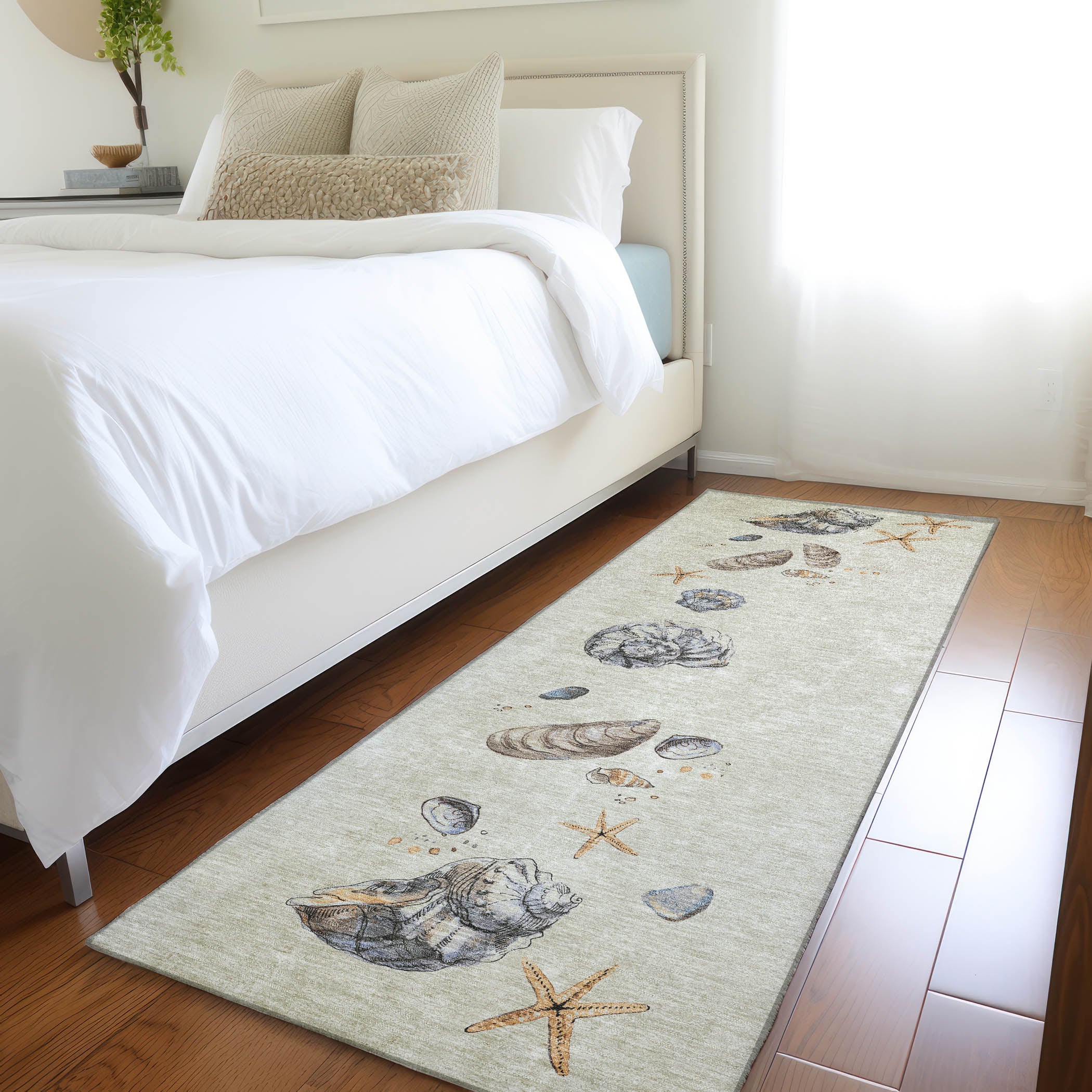 Florence Machine Washable Coastal Oyster Ivory Rug 2'3" x 7'6" #shape_Runner