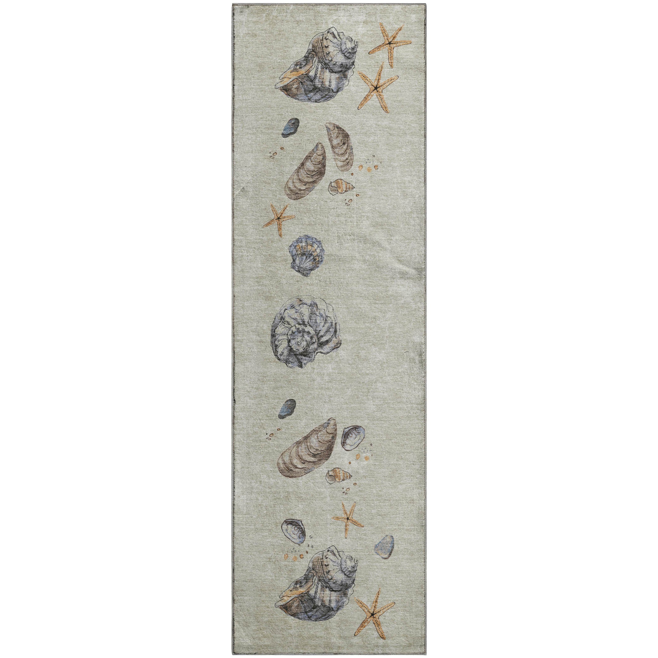 Florence Machine Washable Coastal Oyster Ivory Rug 2'3" x 7'6" #shape_Runner