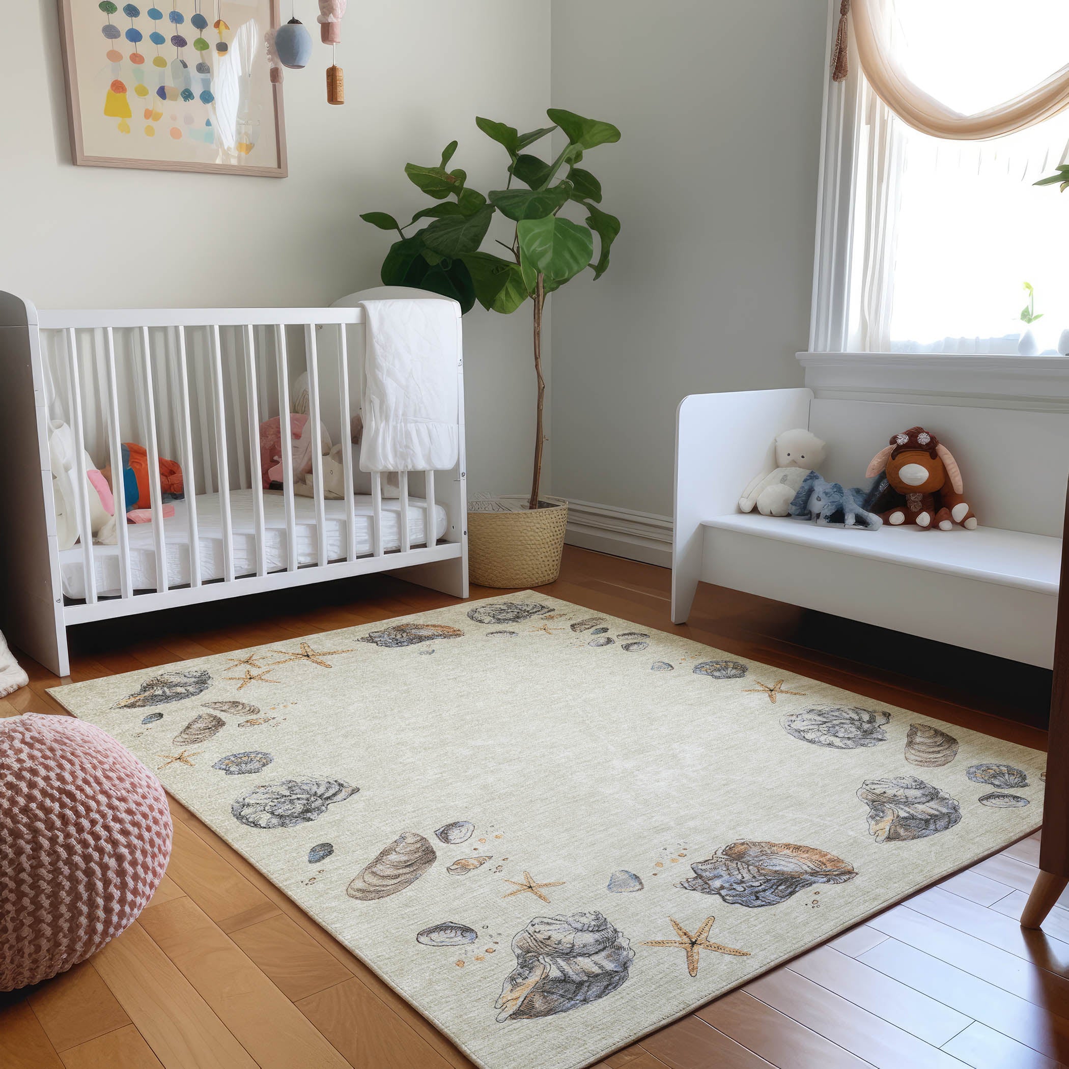 Florence Machine Washable Coastal Oyster Ivory Rug 2'6" x 3'10" #shape_Rectangle
