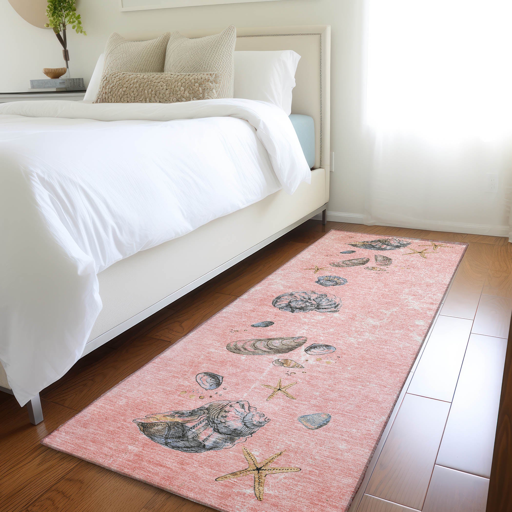 Florence Machine Washable Coastal Peach Pink Rug 2'3" x 7'6" #shape_Runner