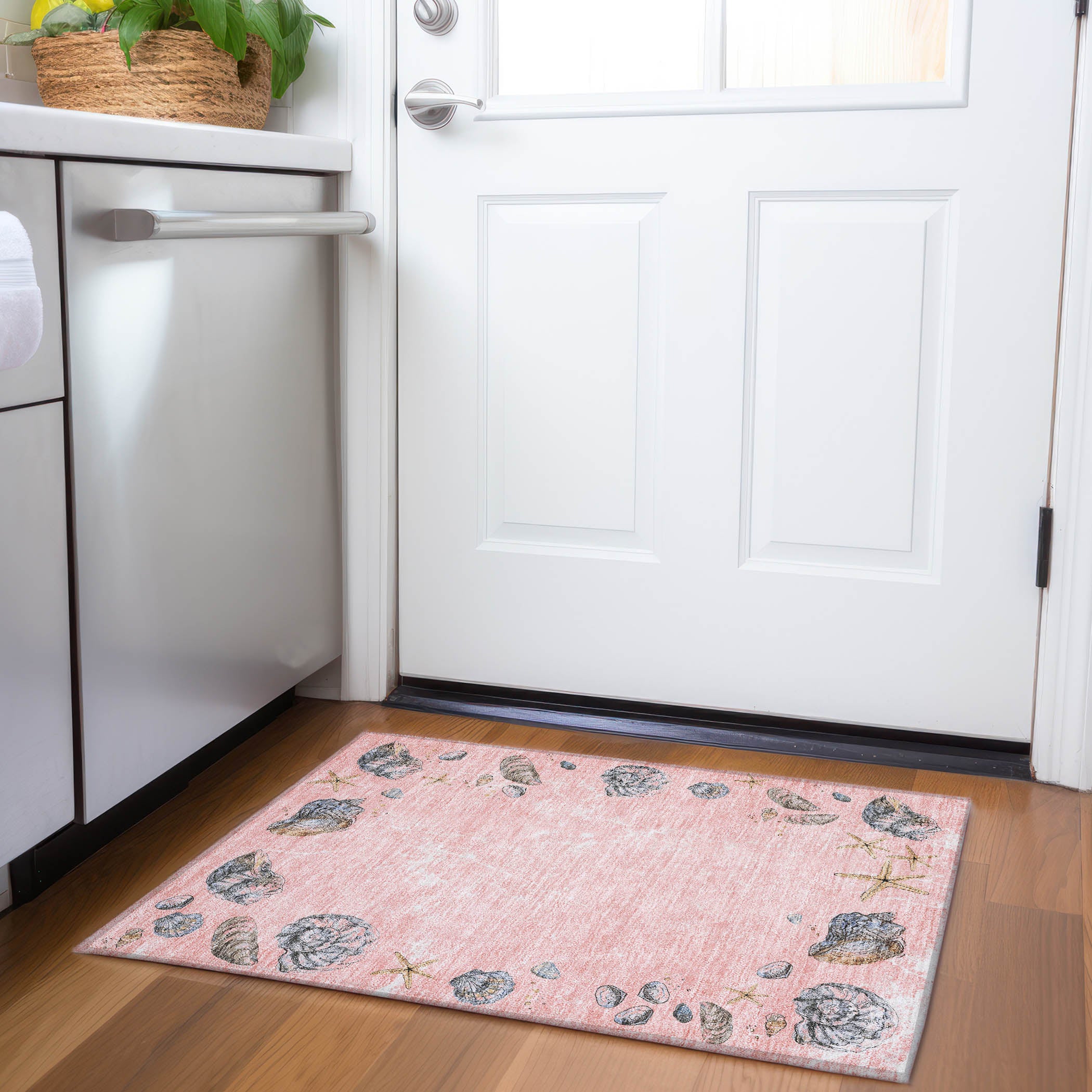 Florence Machine Washable Coastal Peach Pink Rug 1'8" x 2'6" #shape_Rectangle