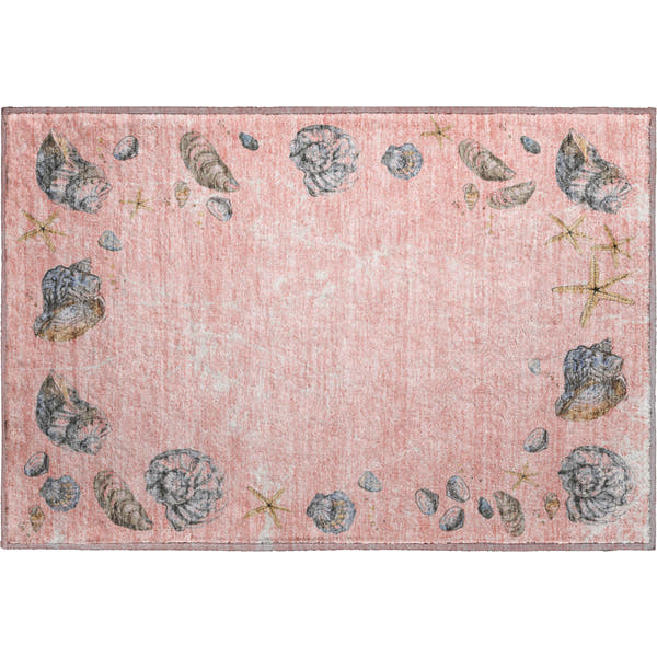 Florence Machine Washable Coastal Peach Pink Rug 1'8" x 2'6"
