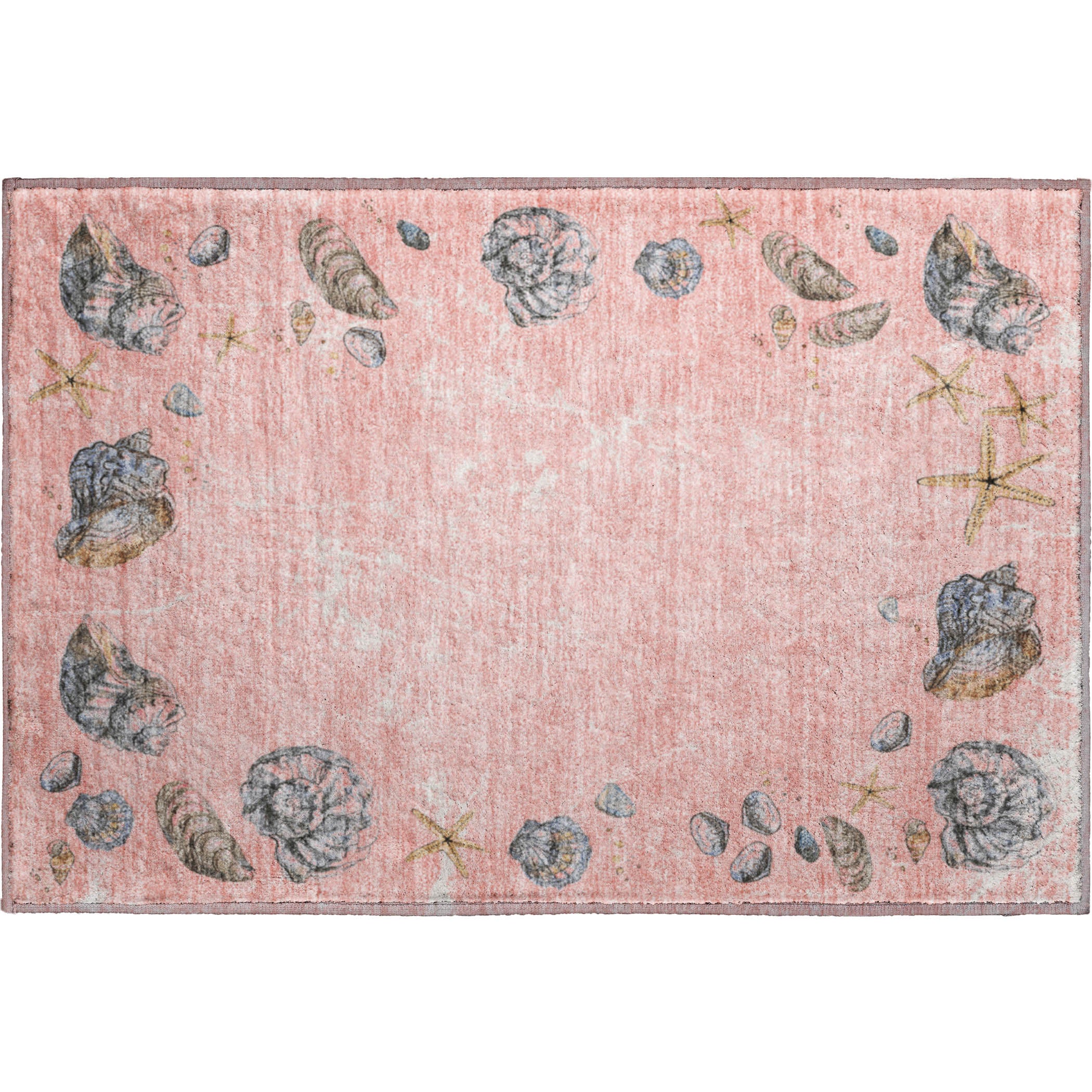 Florence Machine Washable Coastal Peach Pink Rug 1'8" x 2'6" #shape_Rectangle