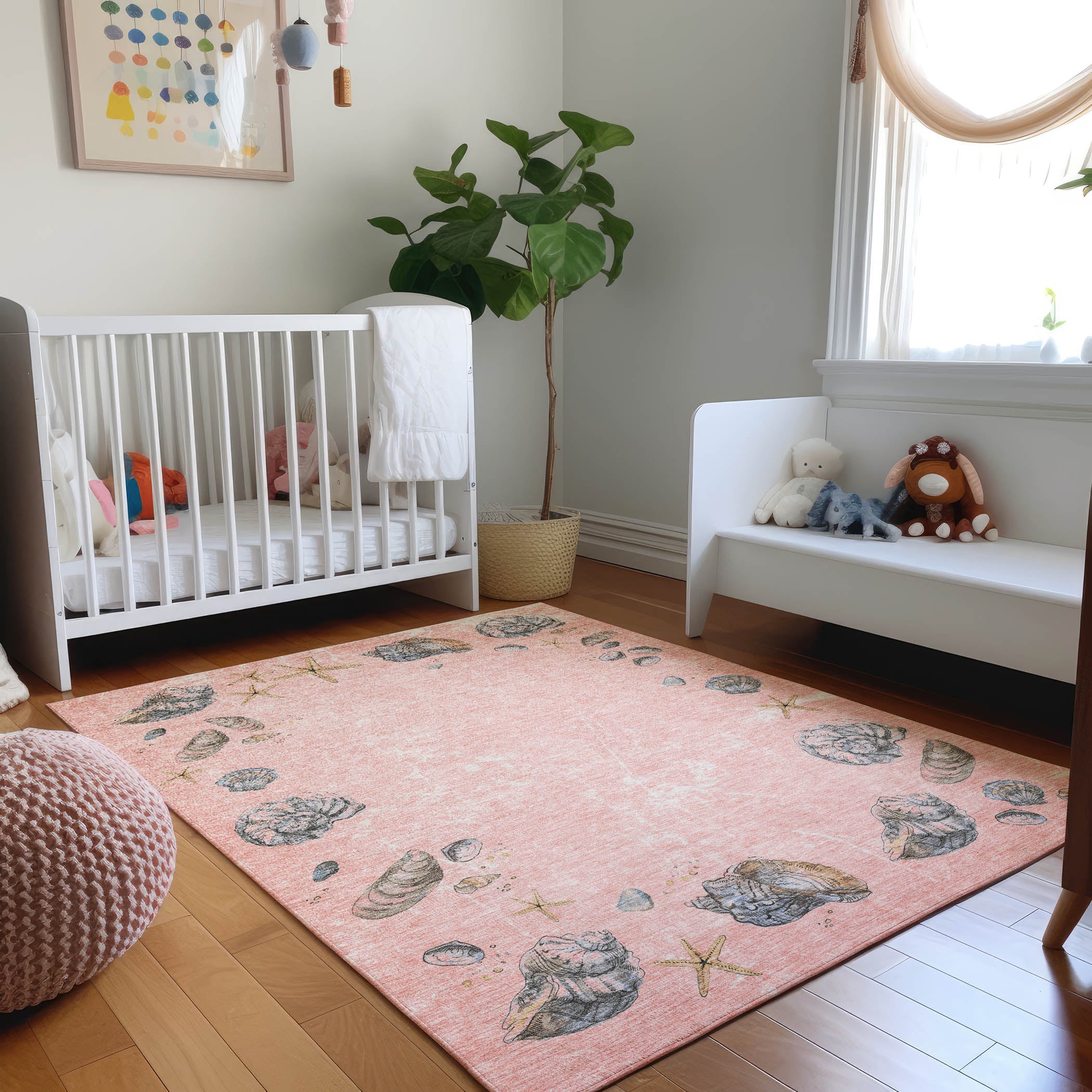 Florence Machine Washable Coastal Peach Pink Rug 2'6" x 3'10" #shape_Rectangle