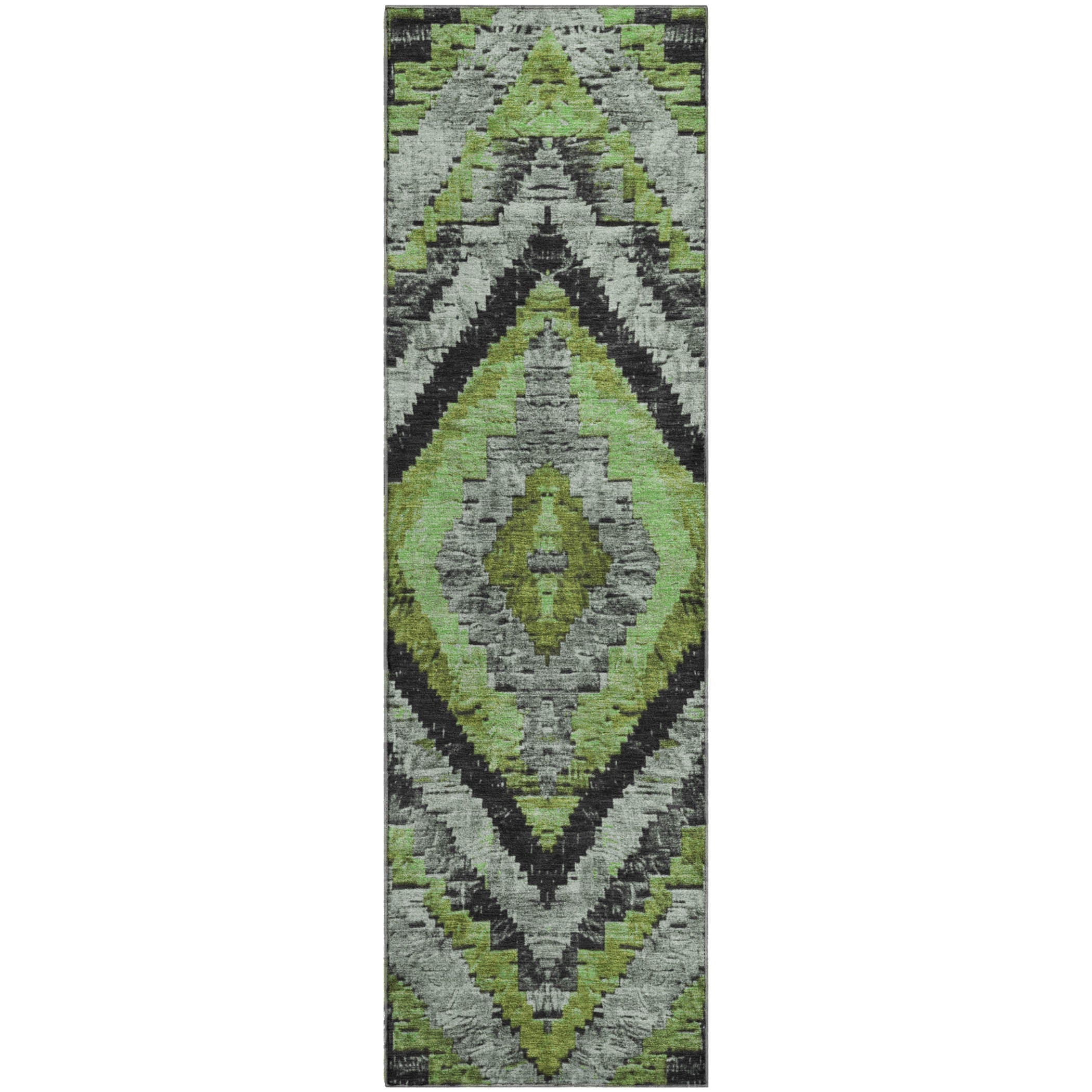 Porto Machine Washable Transitional Aloe Green Rug 2'3" x 7'6" #shape_Runner