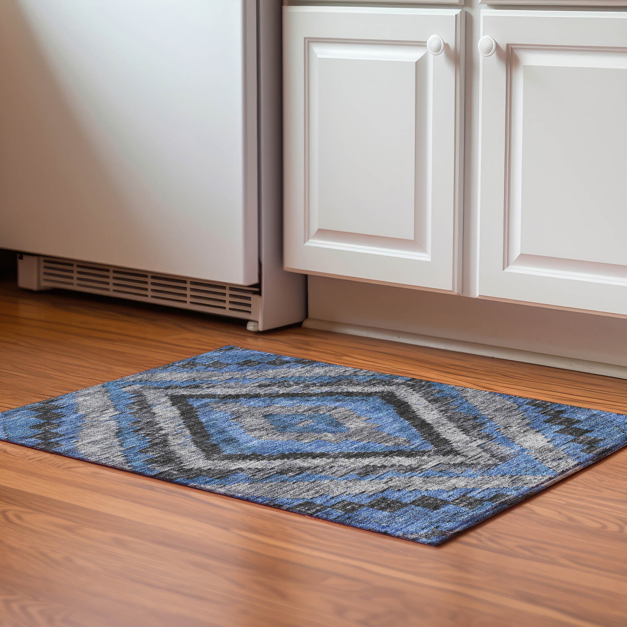 Porto Machine Washable Transitional Blue Rug 1'8" x 2'6" #shape_Rectangle