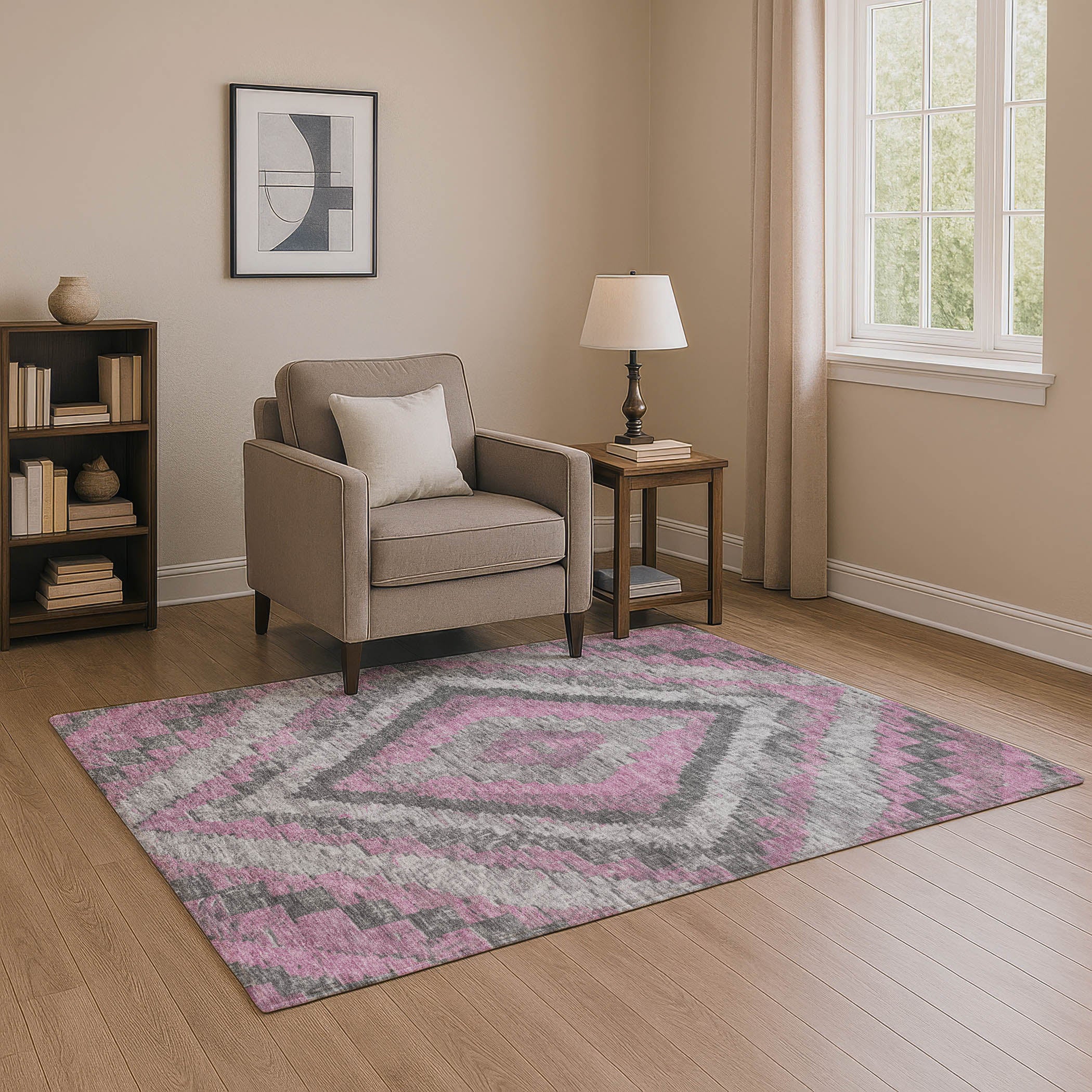 Porto Machine Washable Transitional Blush Pink Rug 2'6" x 3'10" #shape_Rectangle