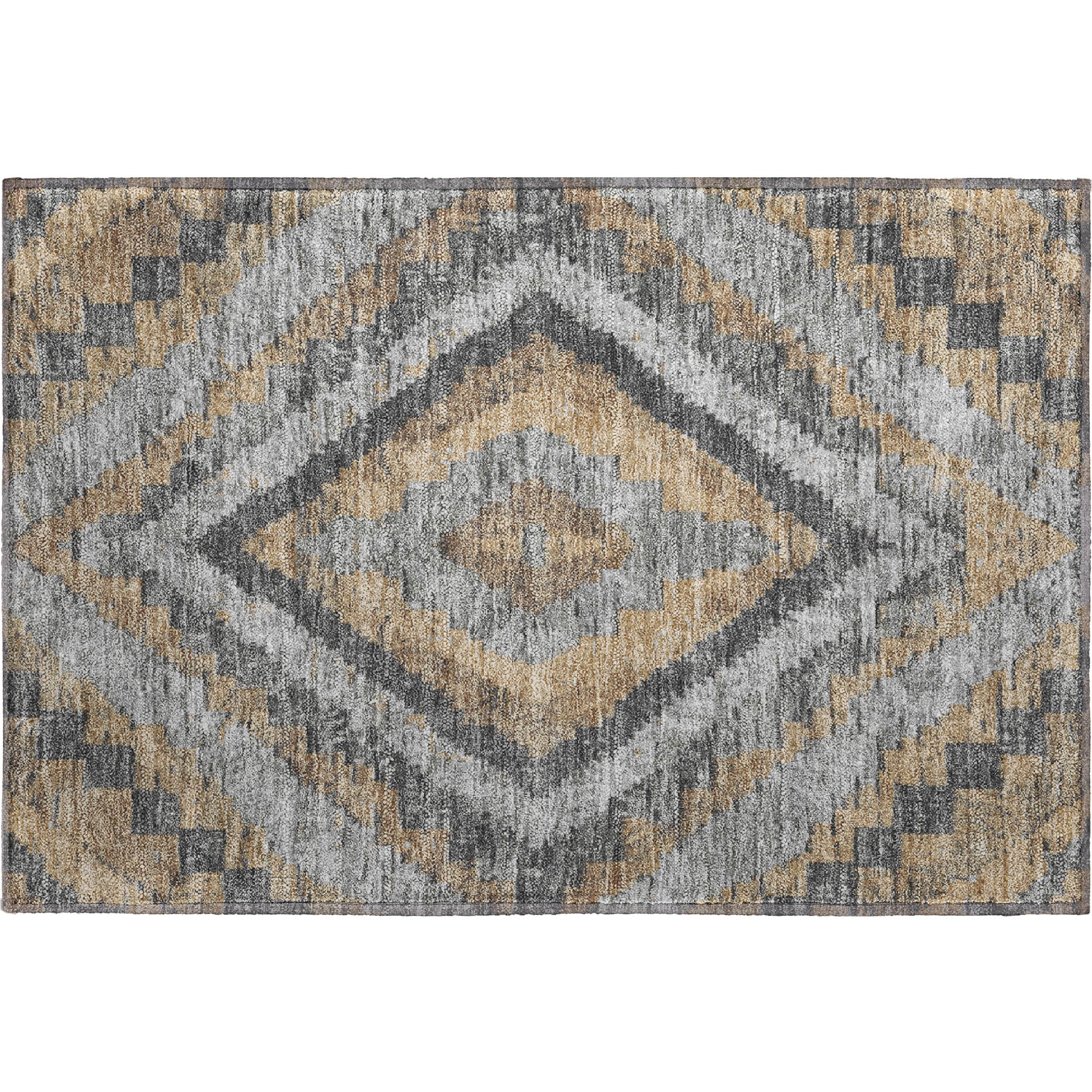 Porto Machine Washable Transitional Khaki Brown Rug 1'8" x 2'6" #shape_Rectangle