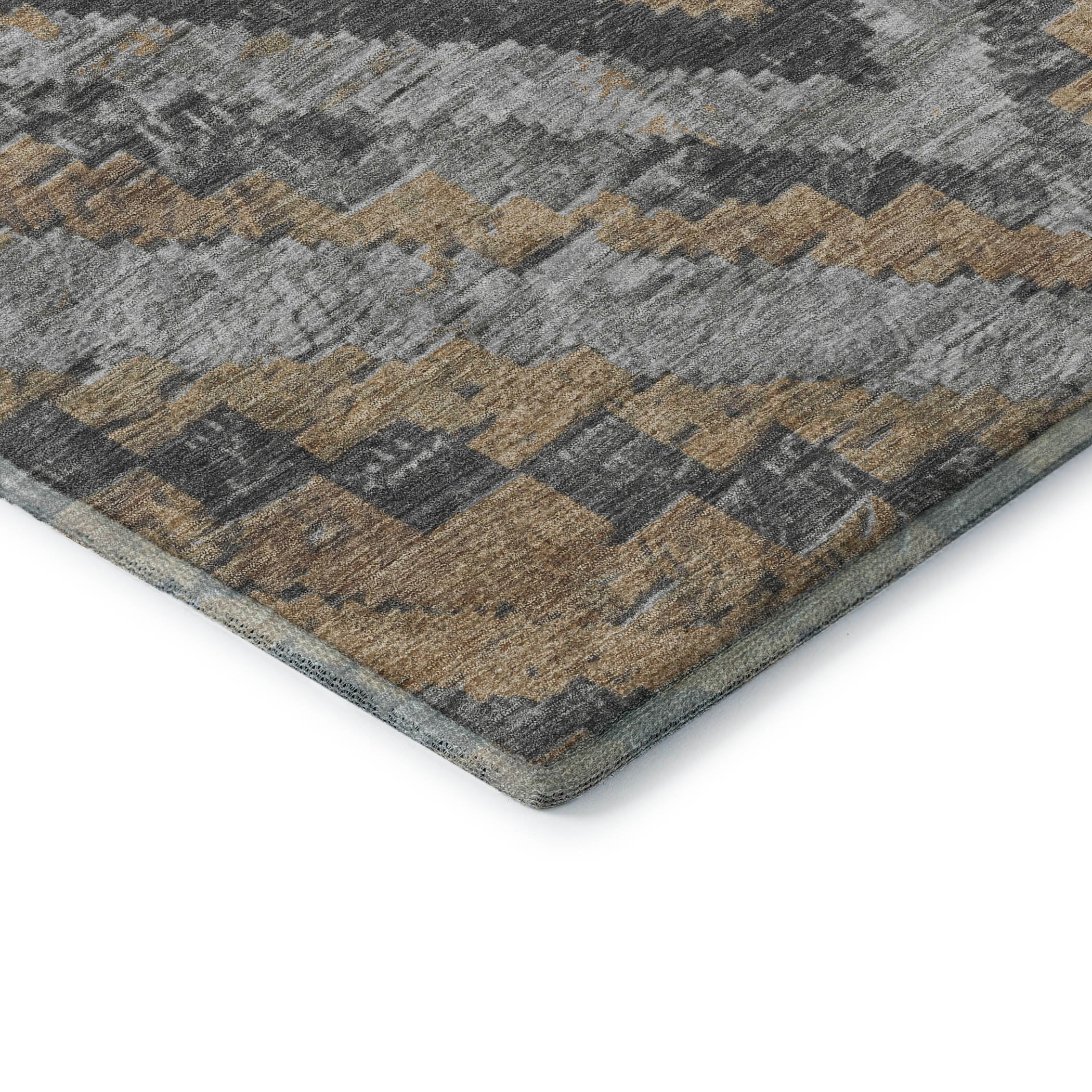 Porto Machine Washable Transitional Khaki Brown Rug 1'8" x 2'6" #shape_Rectangle