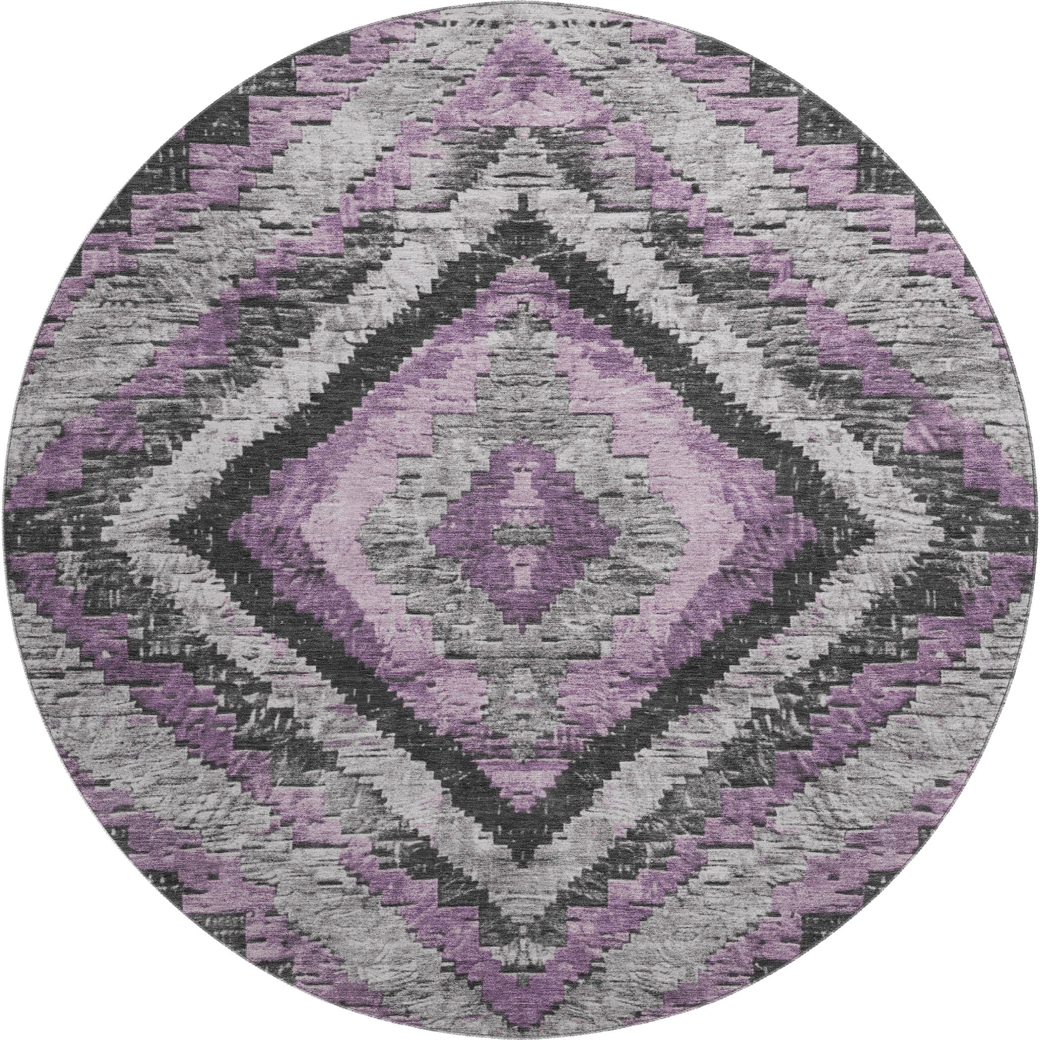 Porto Machine Washable Transitional Lavender Purple Rug 8' x 8' #shape_Round
