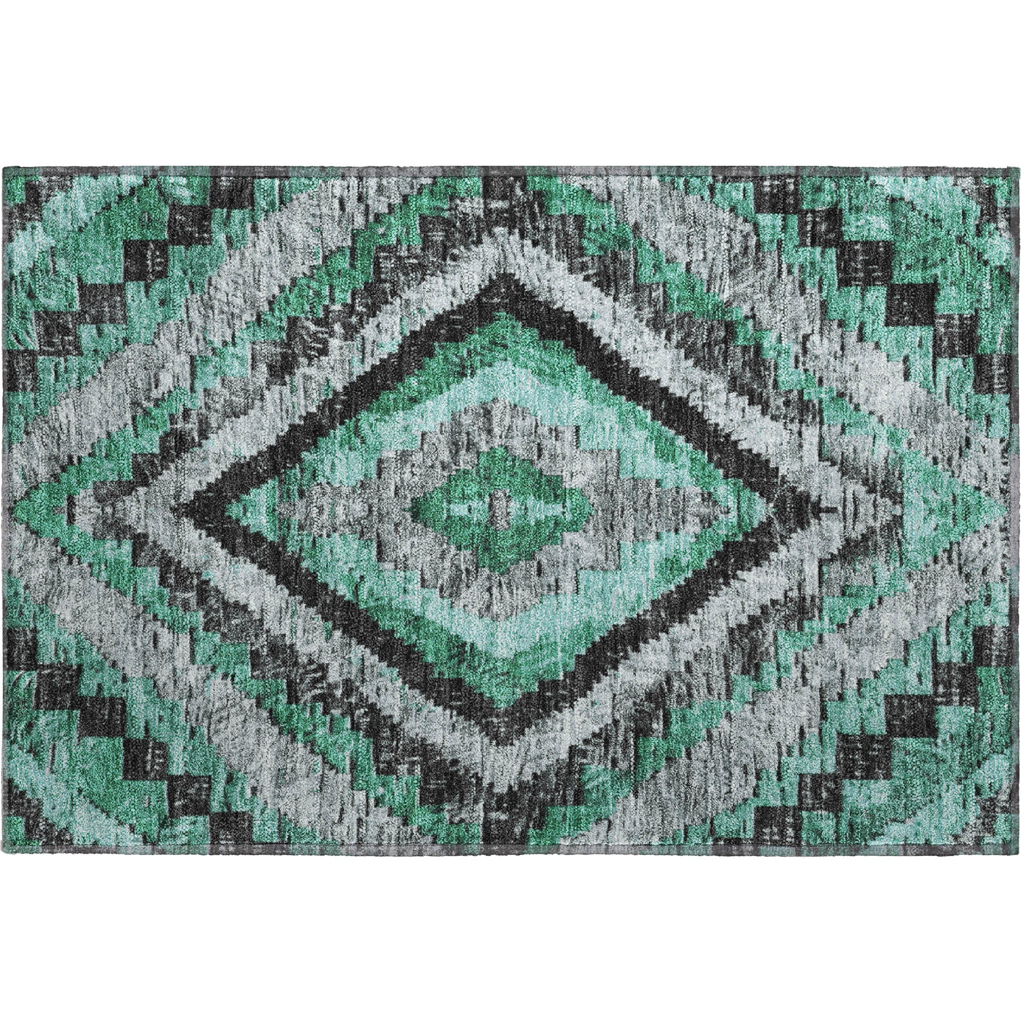 Porto Machine Washable Transitional Seafoam Blue Rug 1'8" x 2'6" #shape_Rectangle