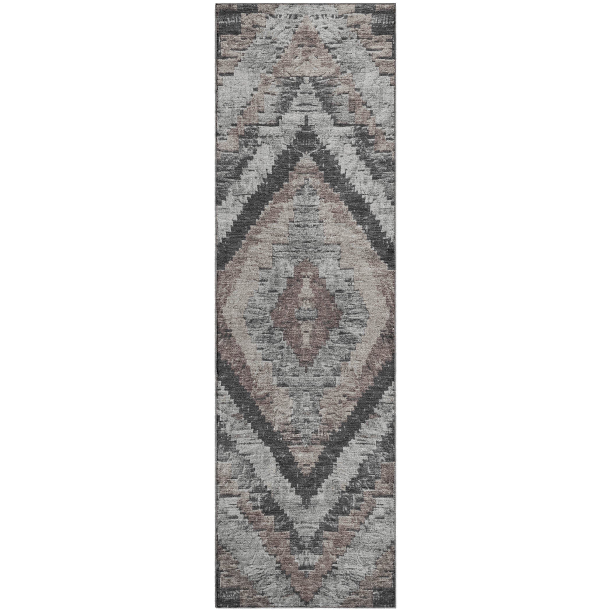 Porto Machine Washable Transitional Taupe Brown Rug 2'3" x 7'6" #shape_Runner