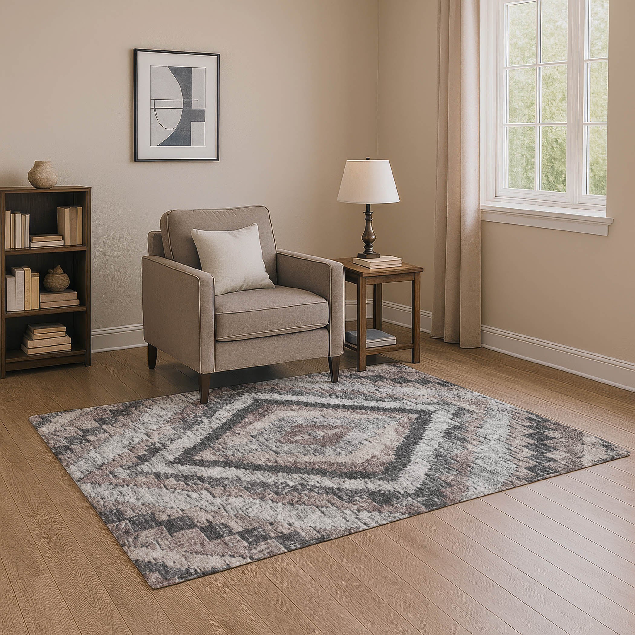 Porto Machine Washable Transitional Taupe Brown Rug 2'6" x 3'10" #shape_Rectangle