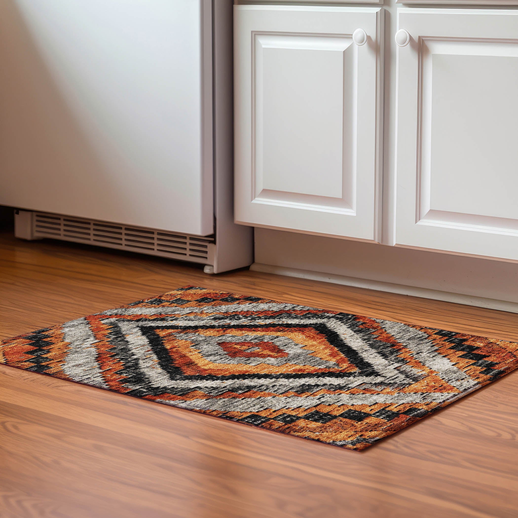Porto Machine Washable Transitional Terracotta Orange Rug 1'8" x 2'6" #shape_Rectangle