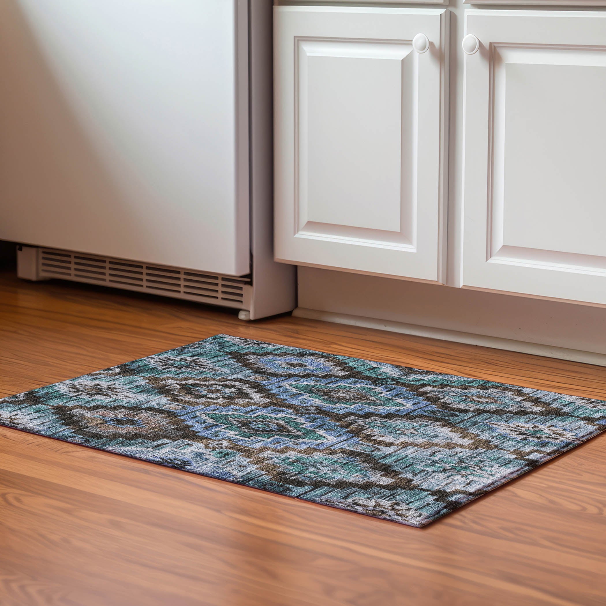 Kathmandu Machine Washable Transitional Brown Rug 1'8" x 2'6" #shape_Rectangle