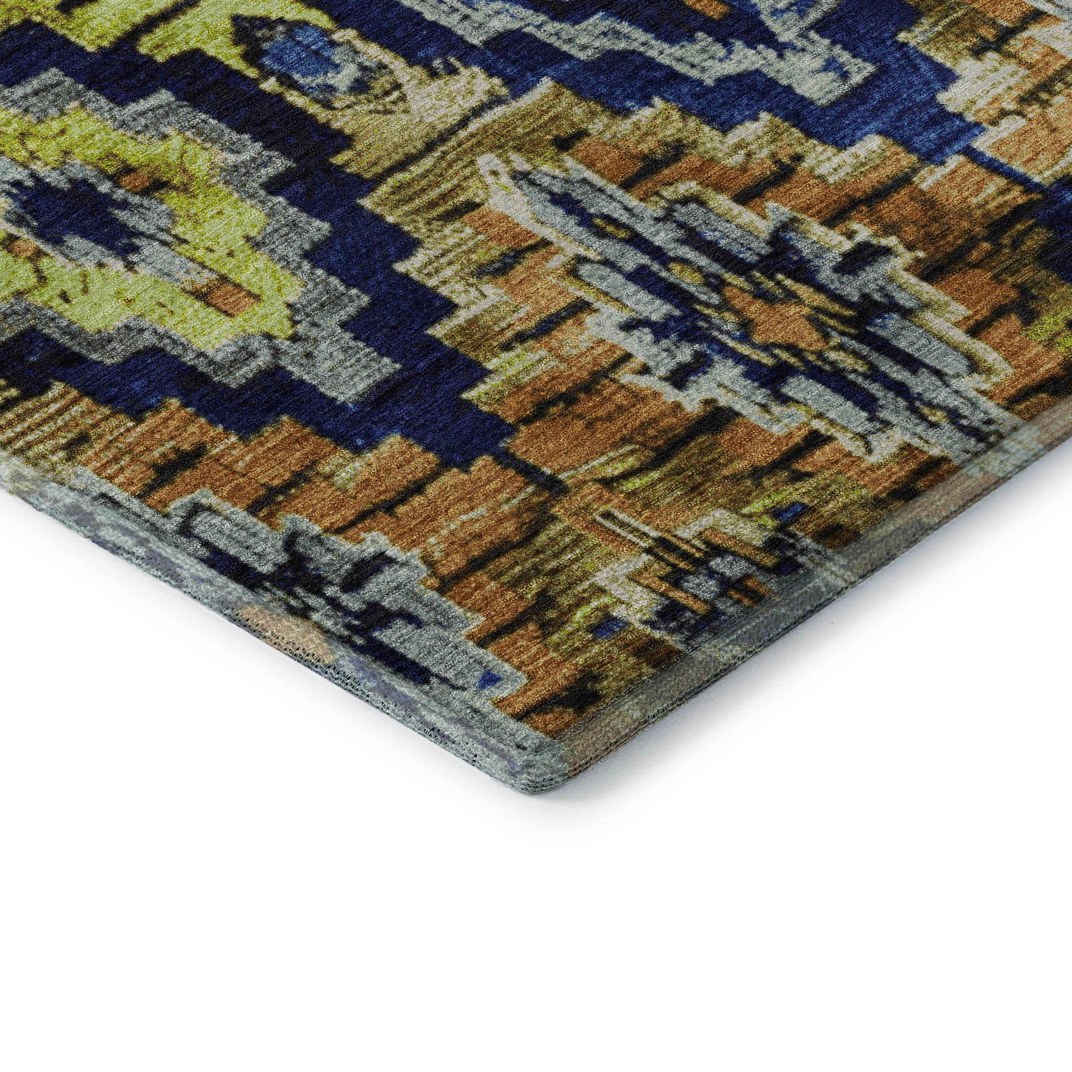 Kathmandu Machine Washable Transitional Navy Blue Rug 1'8" x 2'6" #shape_Rectangle