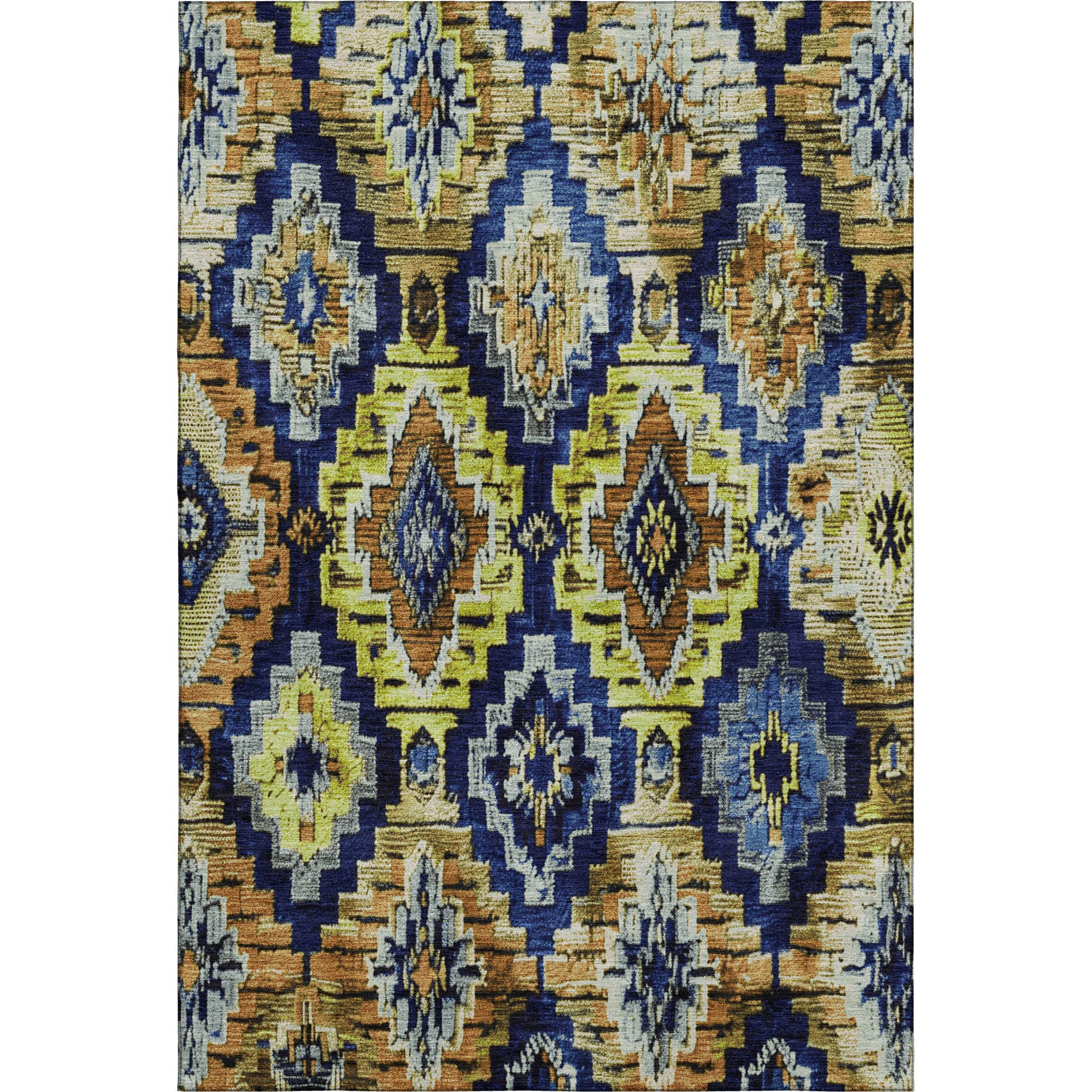 Kathmandu Machine Washable Transitional Navy Blue Rug 2'6" x 3'10" #shape_Rectangle
