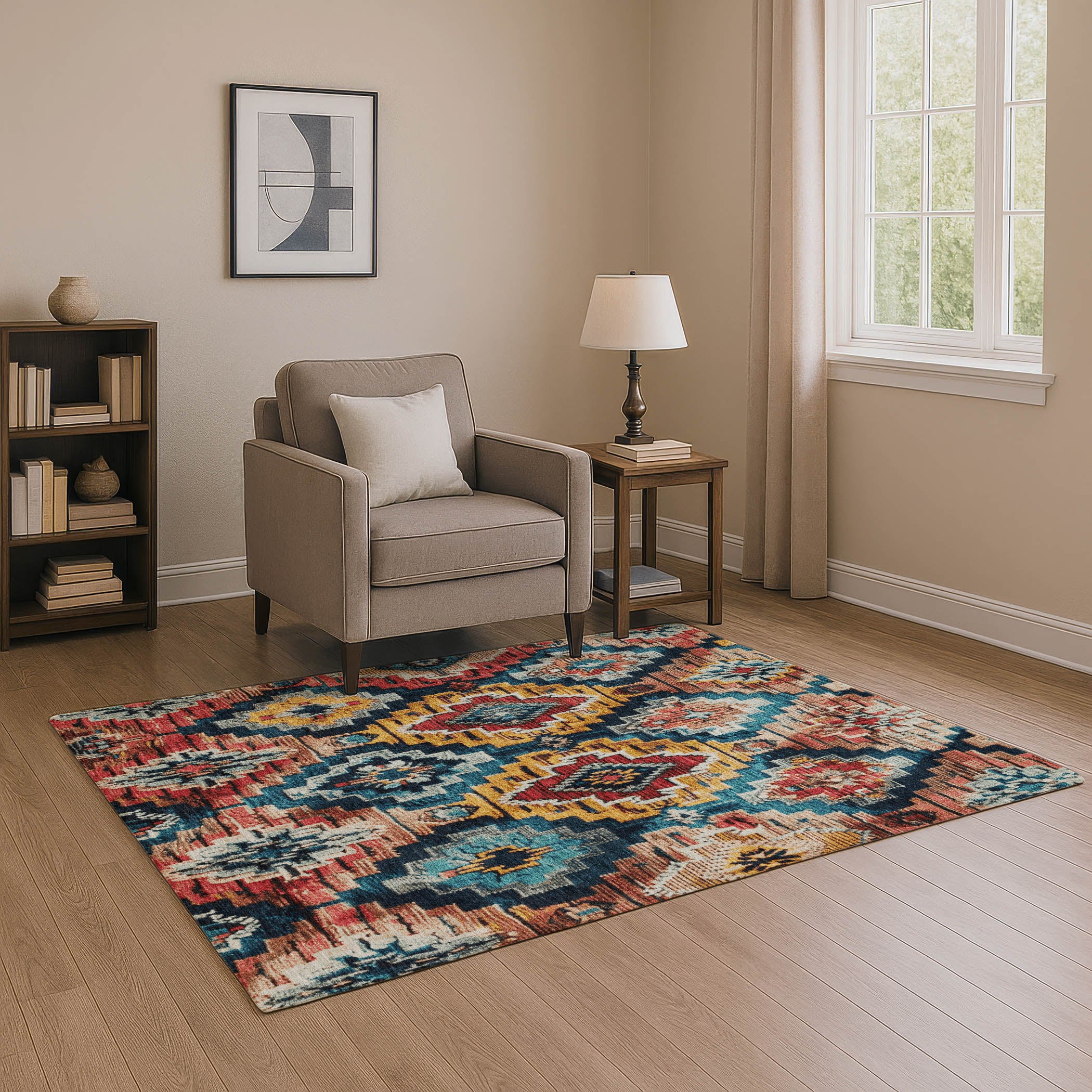 Kathmandu Machine Washable Transitional Rust Orange Rug 2'6" x 3'10" #shape_Rectangle
