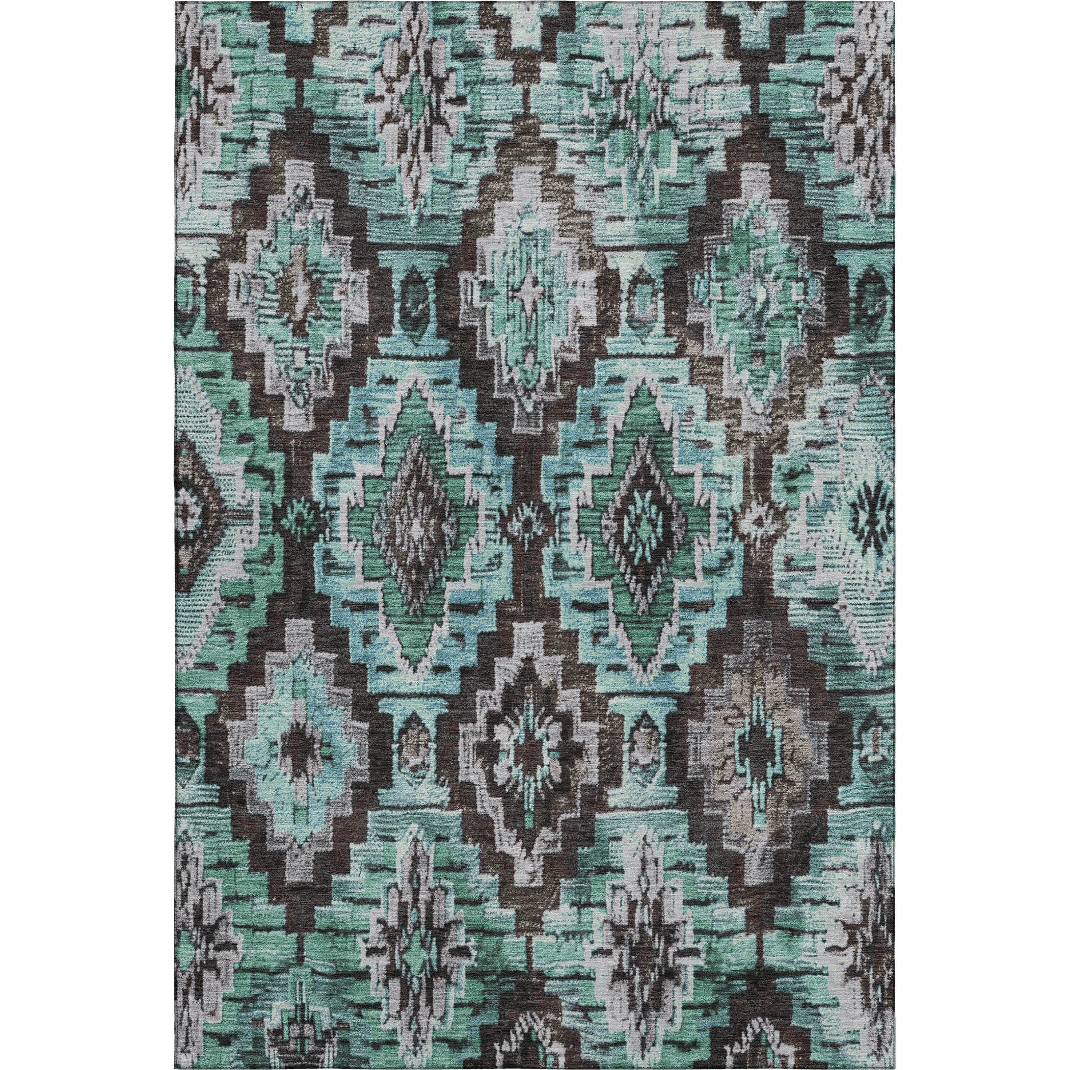 Kathmandu Machine Washable Transitional Teal Rug 2'6" x 3'10" #shape_Rectangle