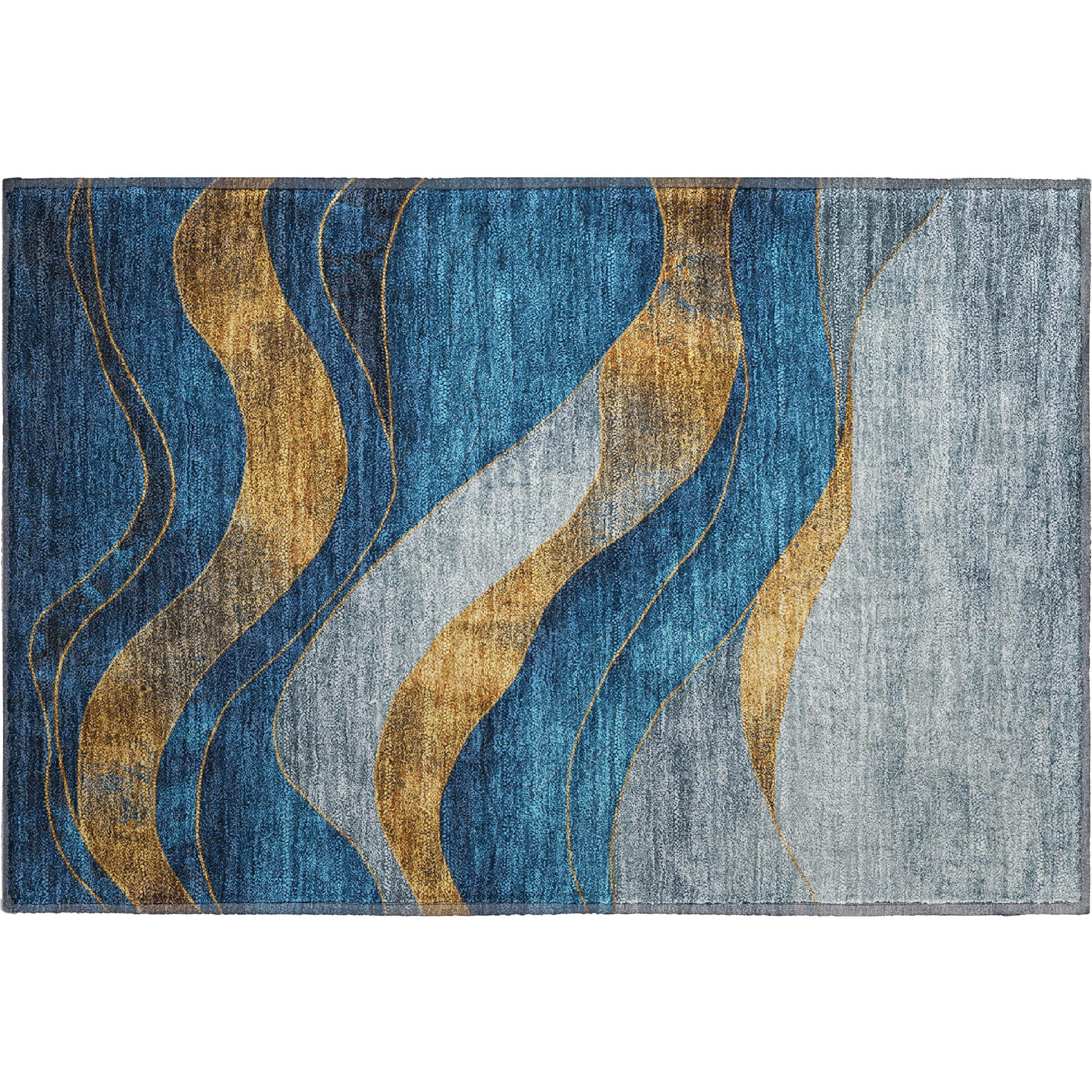 Nairobi Machine Washable Transitional Blue Rug 1'8" x 2'6" #shape_Rectangle