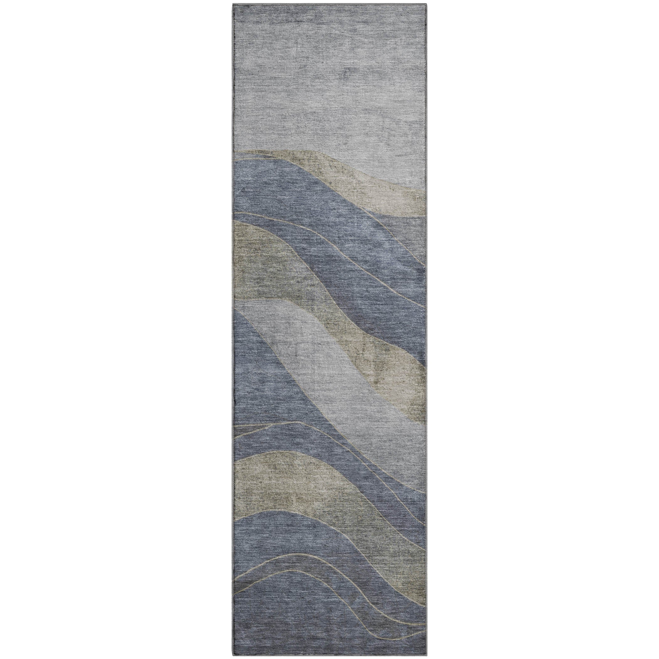 Nairobi Machine Washable Transitional Denim Blue Rug 2'3" x 7'6" #shape_Runner