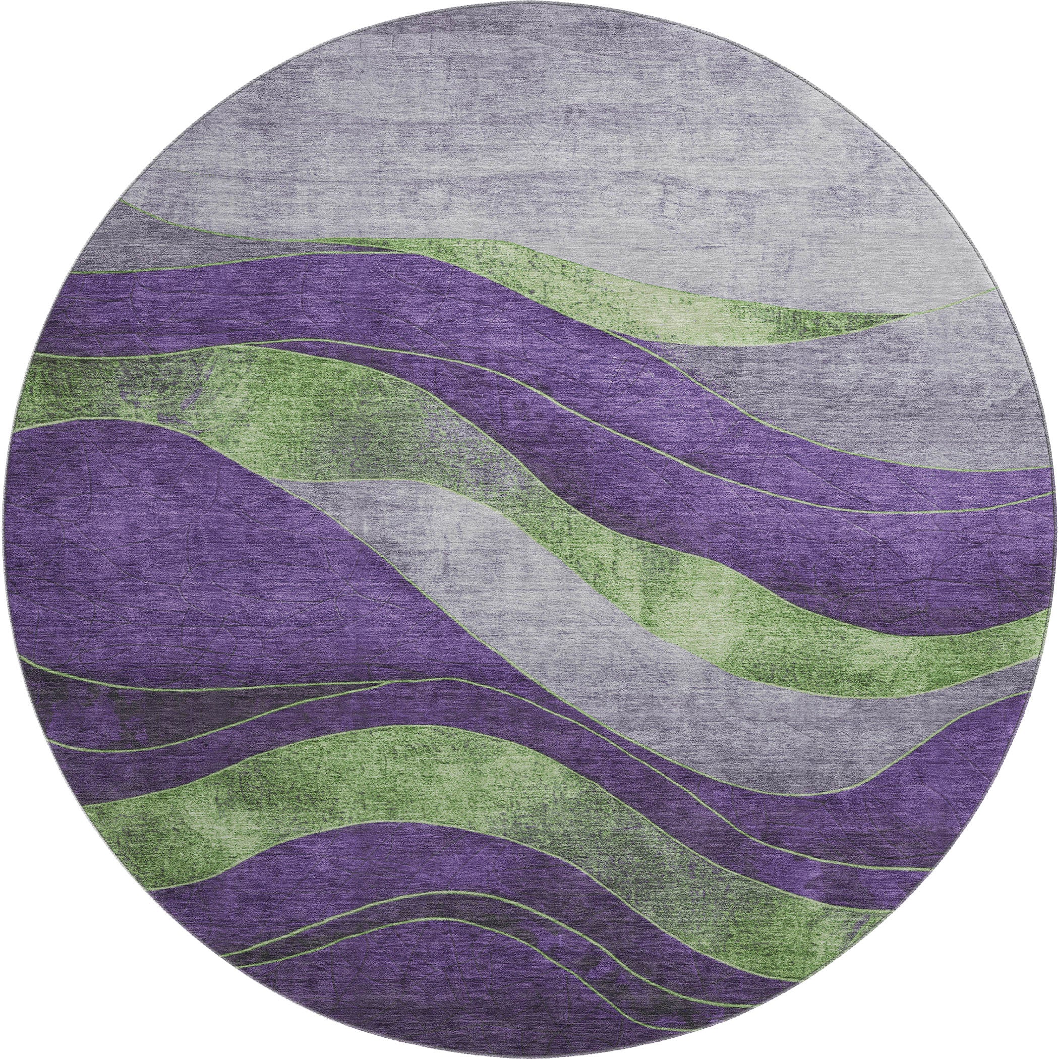 Nairobi Machine Washable Transitional Purple Rug 8' x 8' #shape_Round