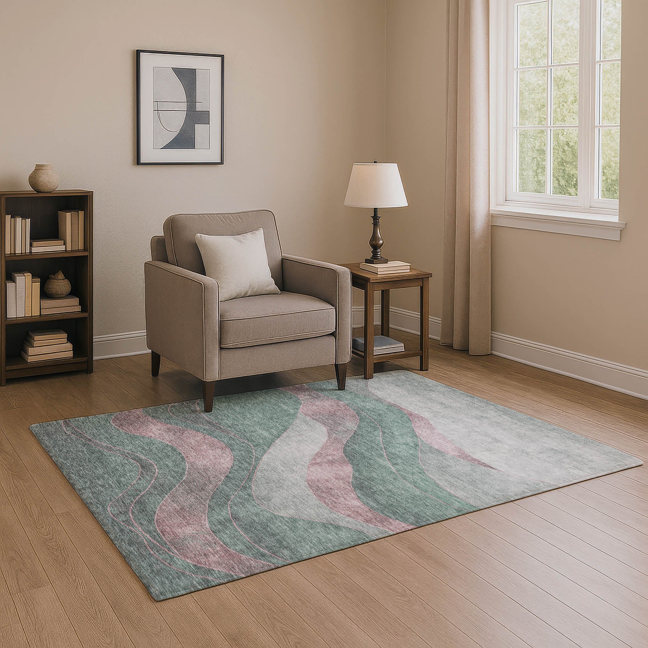 Nairobi Machine Washable Transitional Sage Green Rug 2'6" x 3'10" #shape_Rectangle
