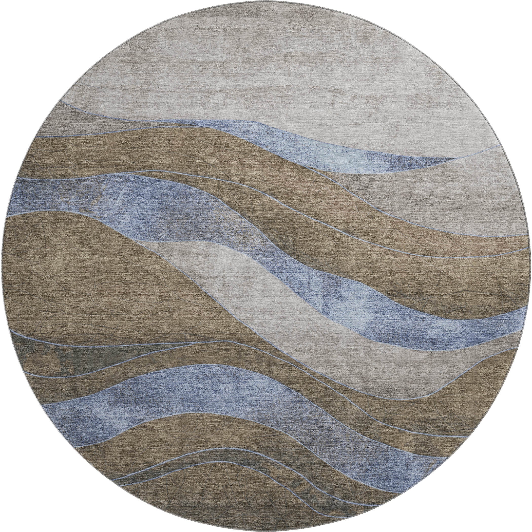 Nairobi Machine Washable Transitional Taupe Brown Rug 8' x 8' #shape_Round