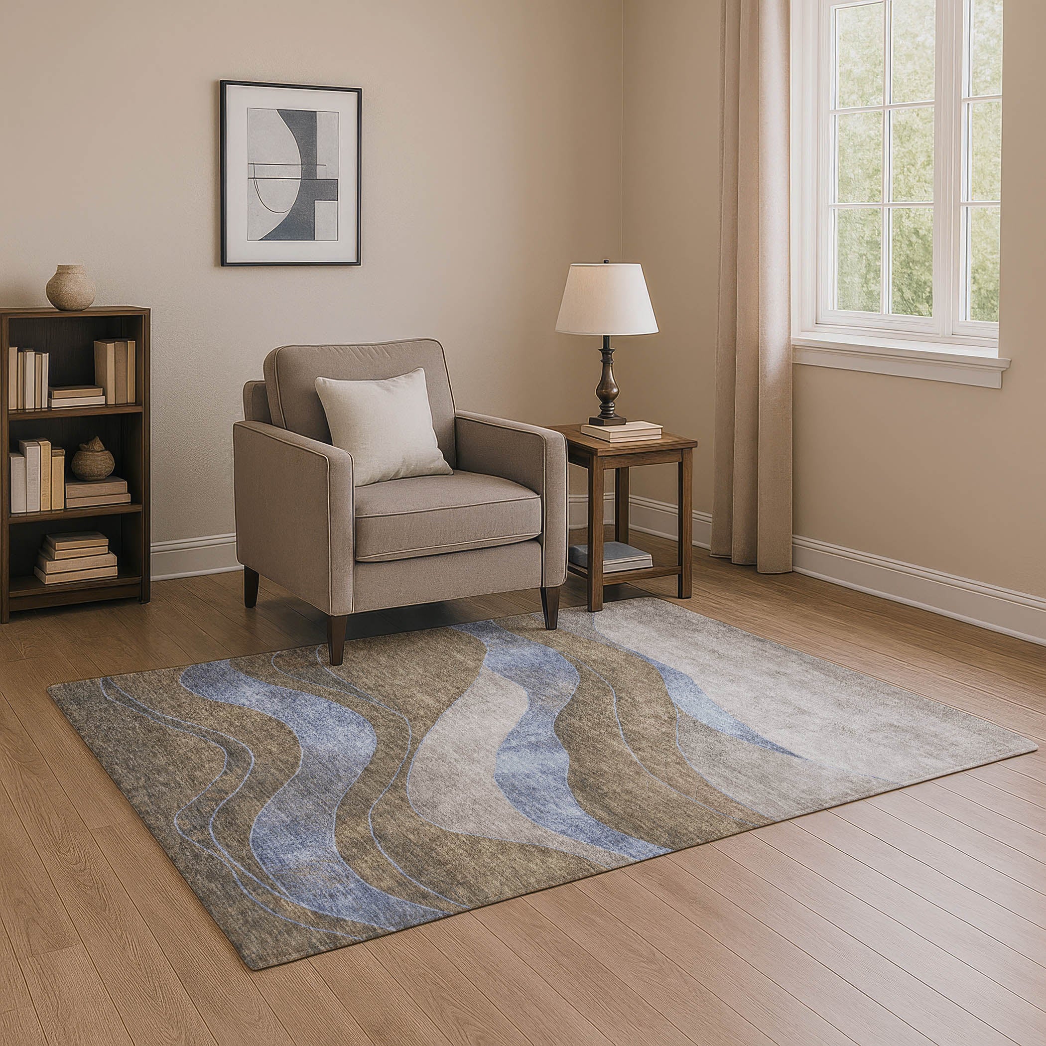 Nairobi Machine Washable Transitional Taupe Brown Rug 2'6" x 3'10" #shape_Rectangle