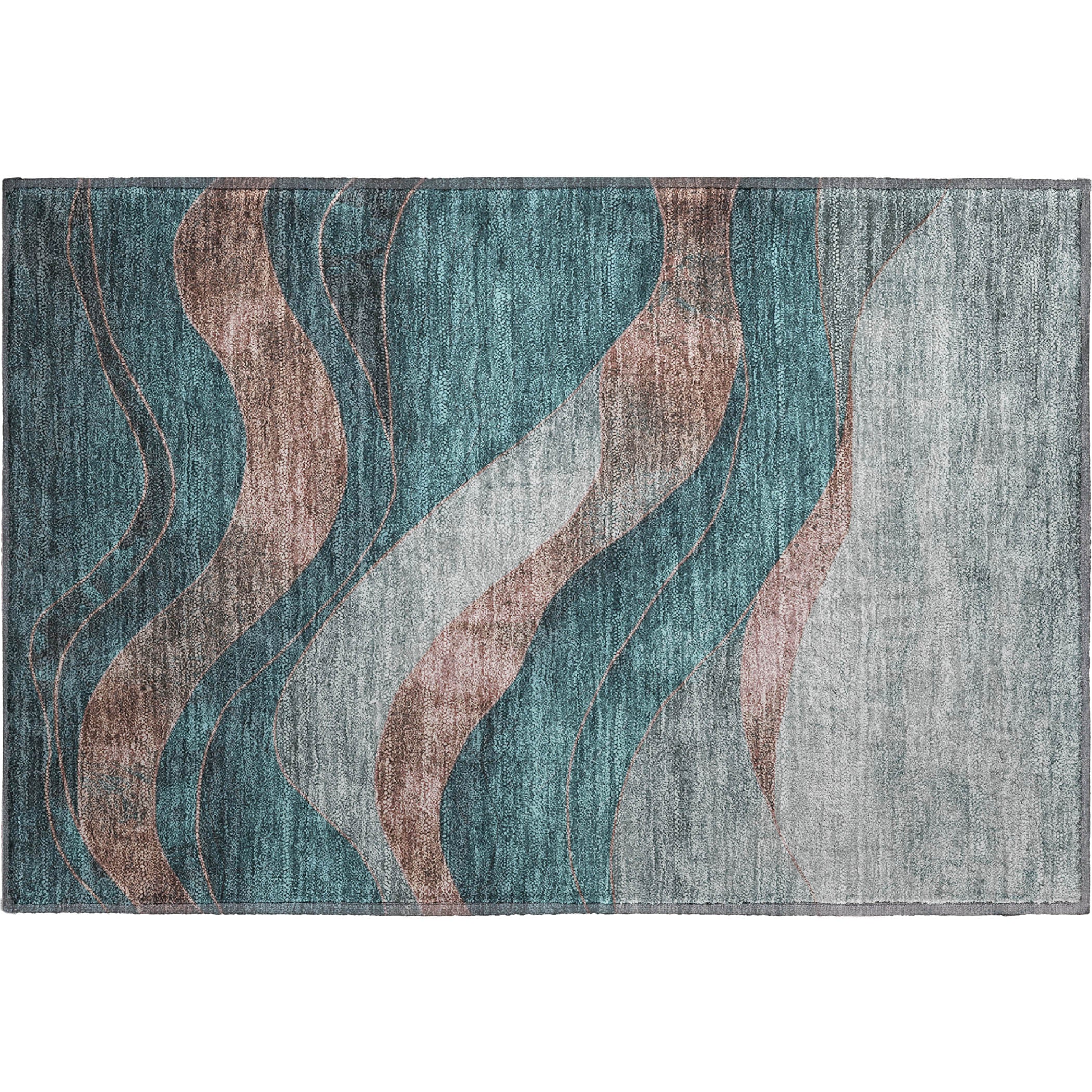Nairobi Machine Washable Transitional Teal Rug 1'8" x 2'6" #shape_Rectangle