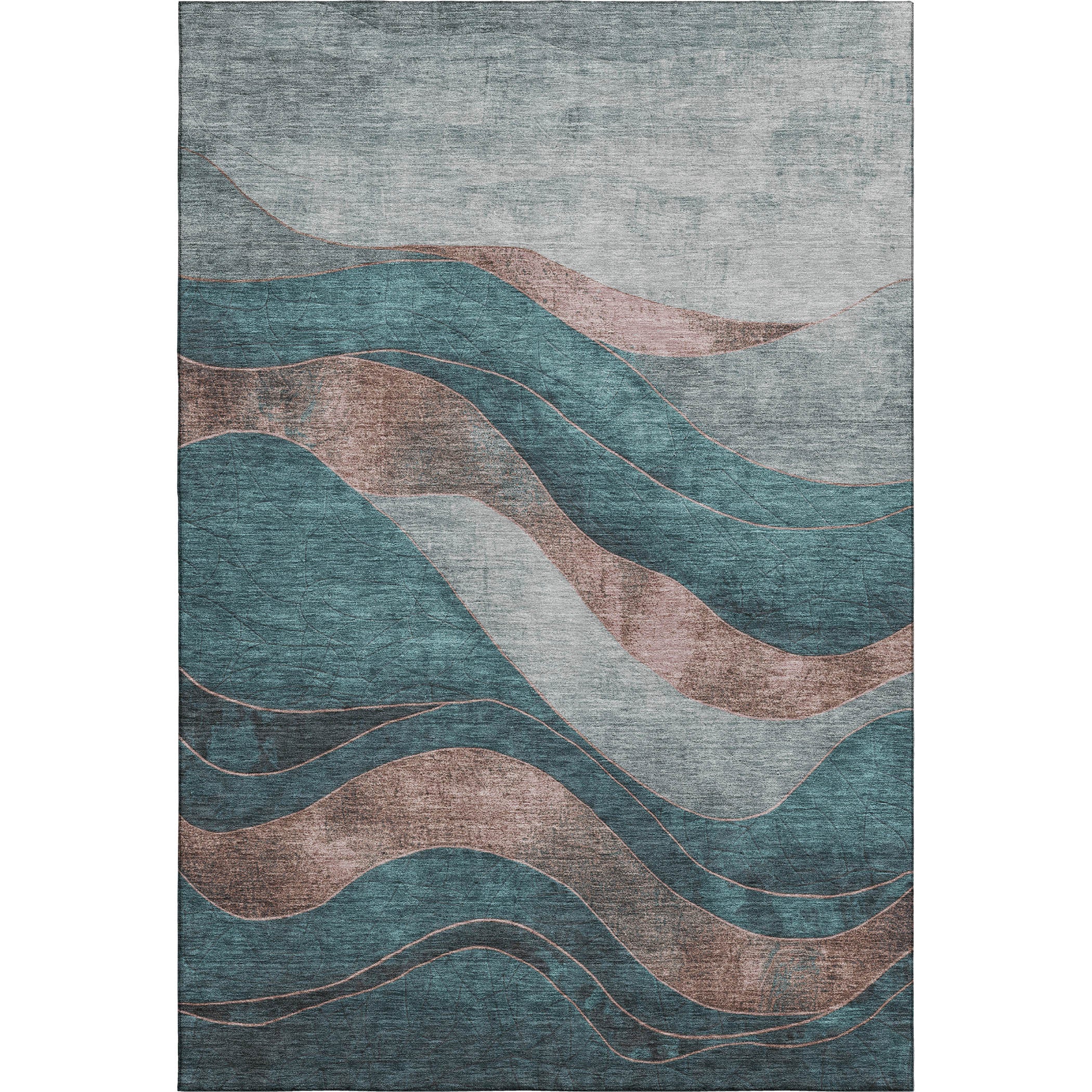 Nairobi Machine Washable Transitional Teal Rug 2'6" x 3'10" #shape_Rectangle