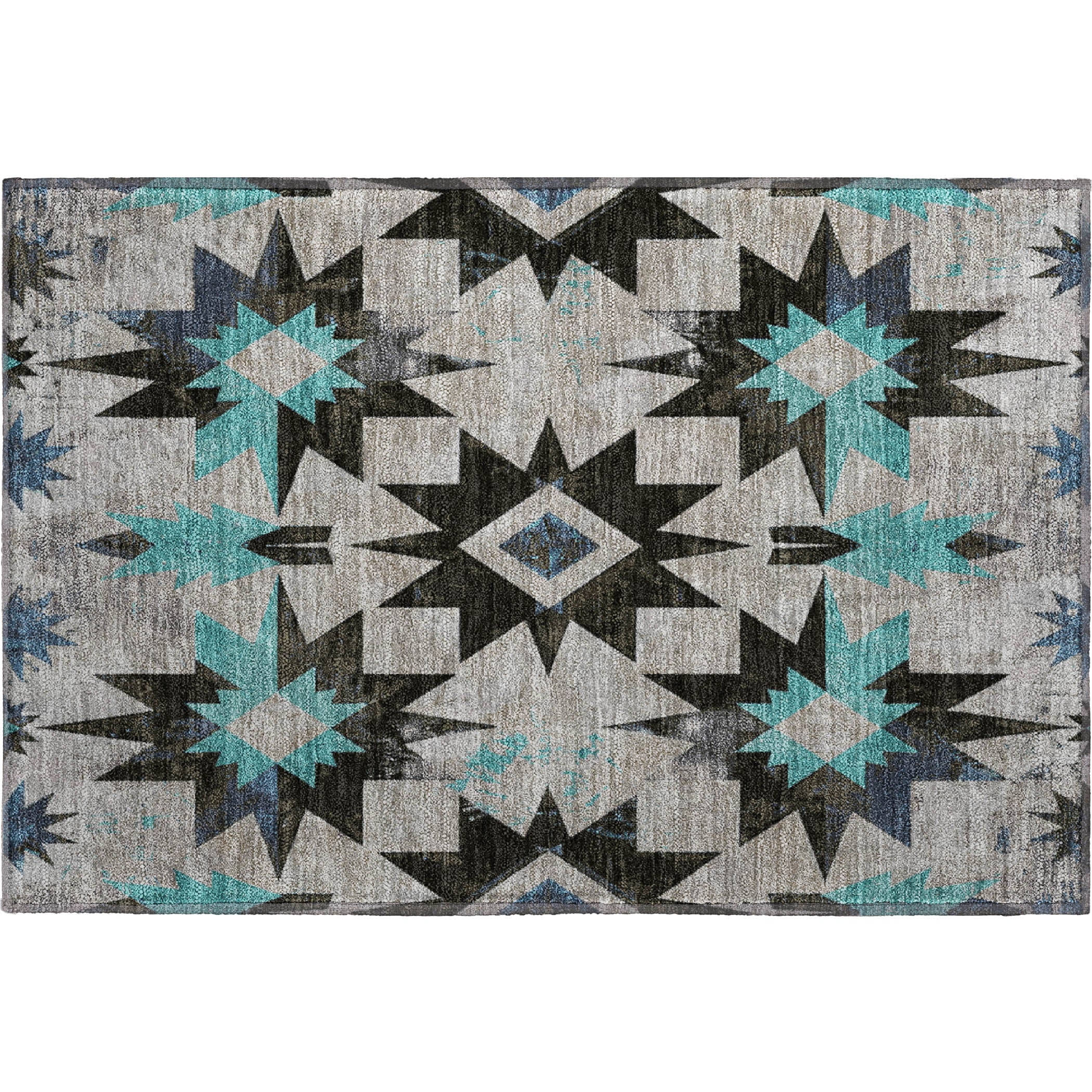Chiang Mai Machine Washable Transitional Black Rug 1'8" x 2'6" #shape_Rectangle