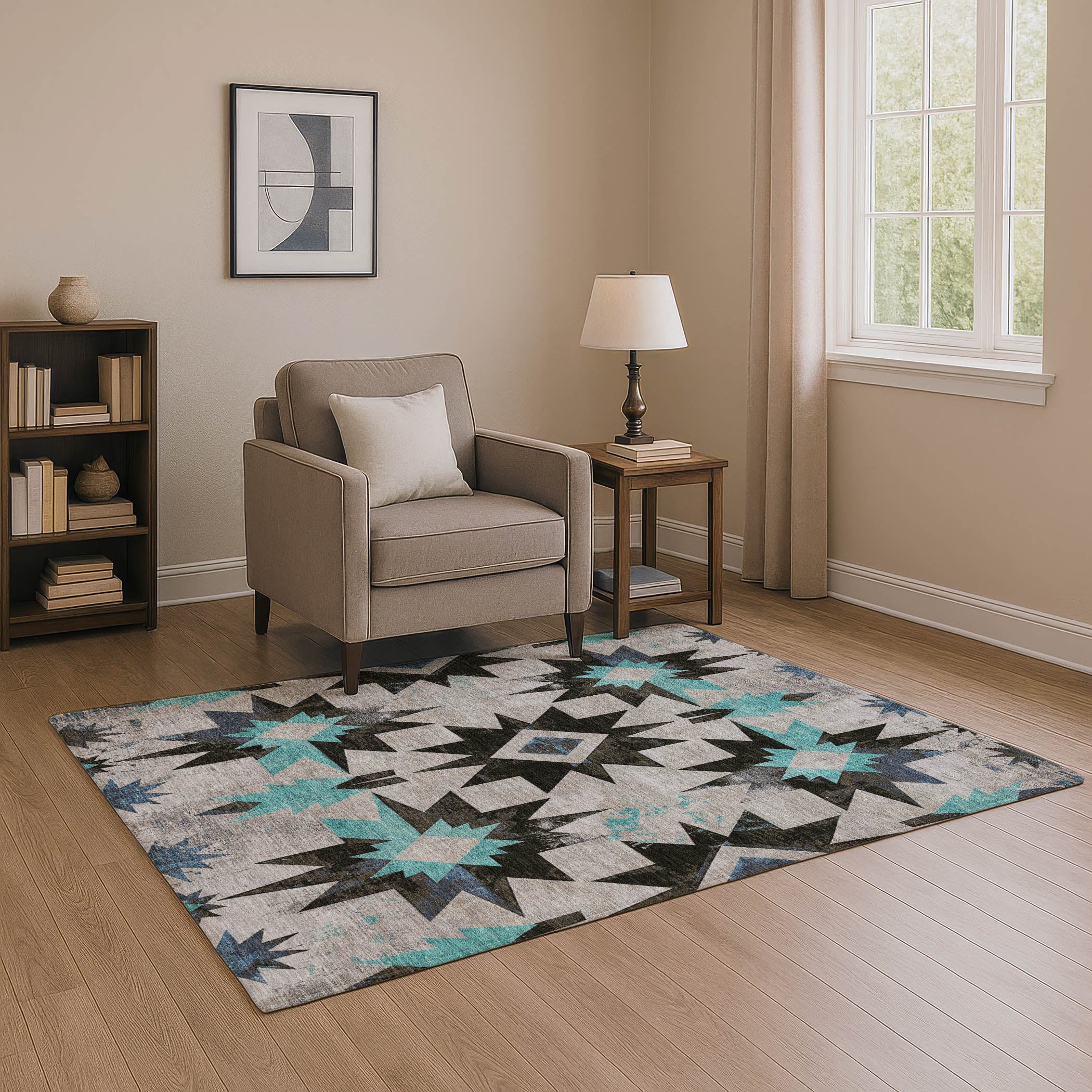 Chiang Mai Machine Washable Transitional Black Rug 2'6" x 3'10" #shape_Rectangle