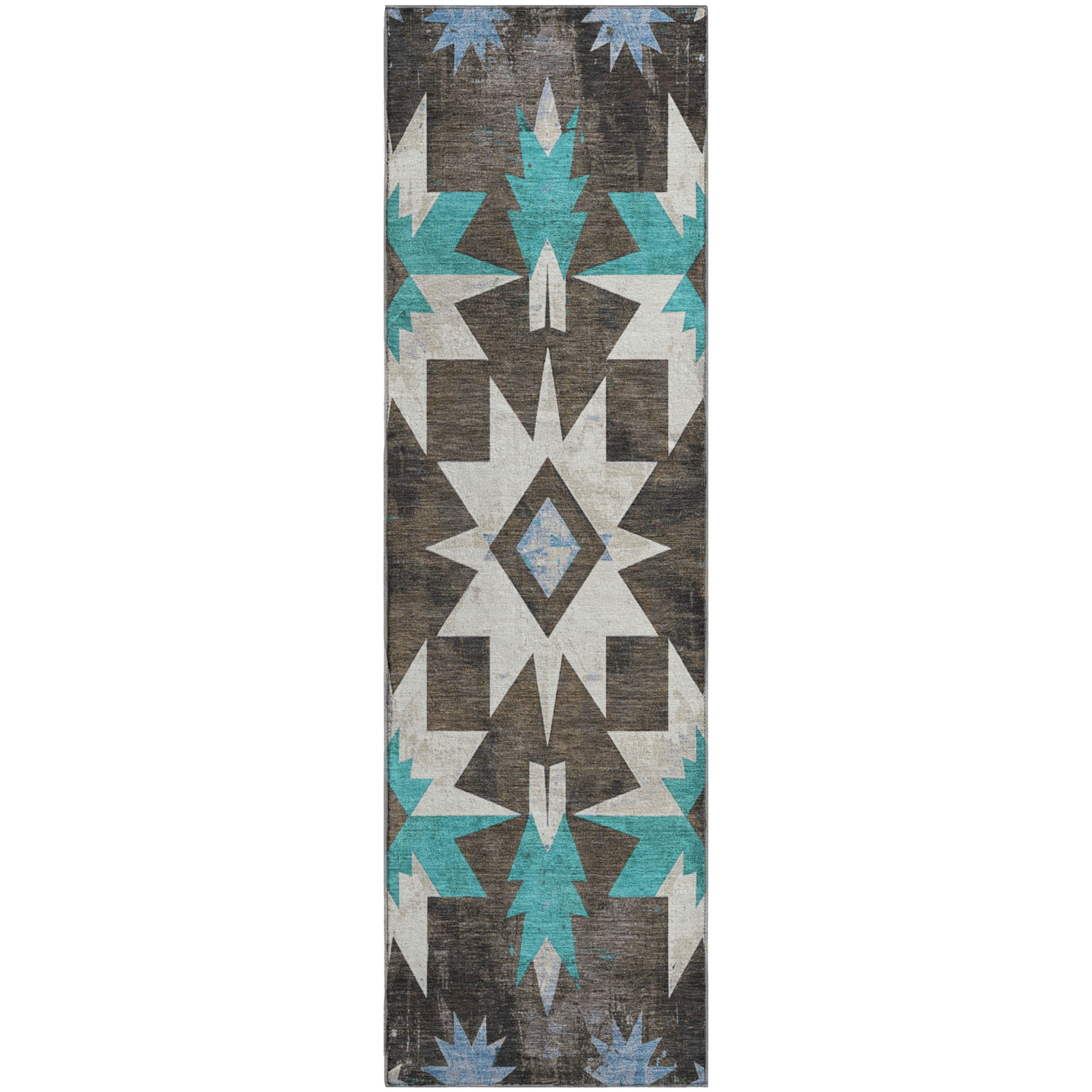 Chiang Mai Machine Washable Transitional Brown Rug 2'3" x 7'6" #shape_Runner