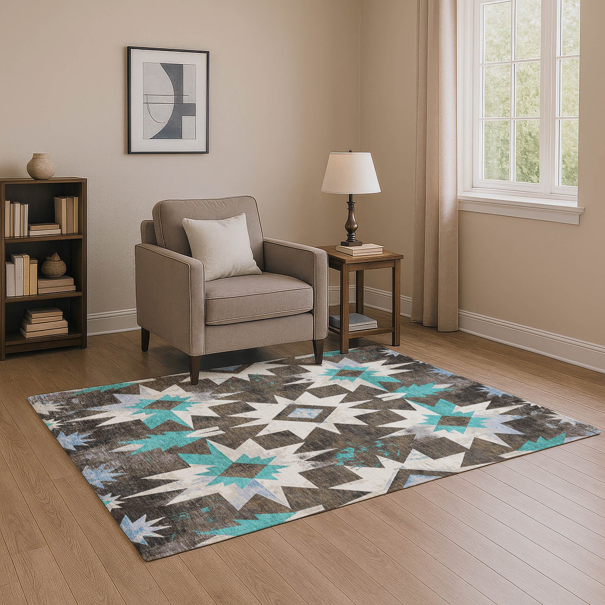 Chiang Mai Machine Washable Transitional Brown Rug 2'6" x 3'10" #shape_Rectangle