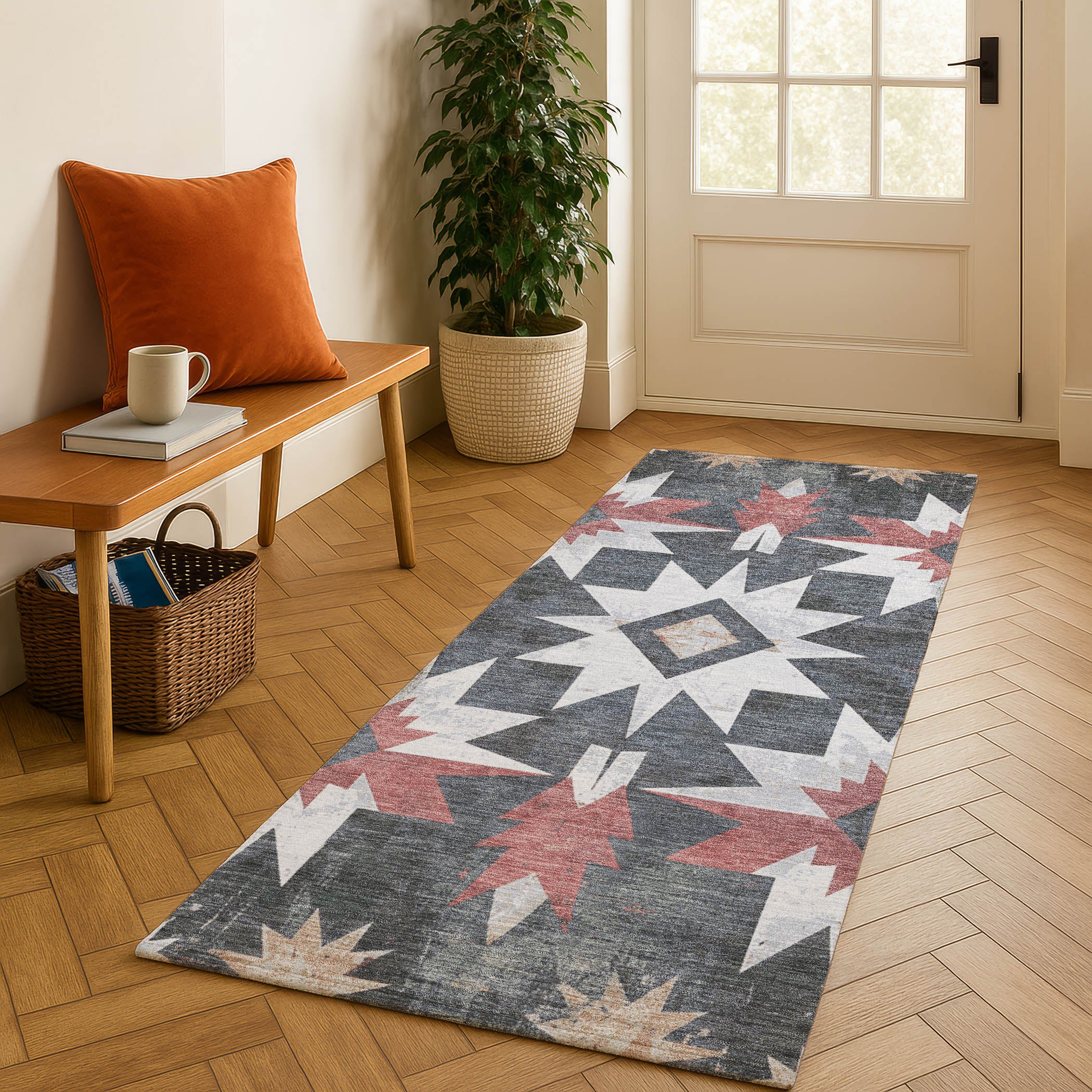 Chiang Mai Machine Washable Transitional Charcoal Gray Rug 2'3" x 7'6" #shape_Runner