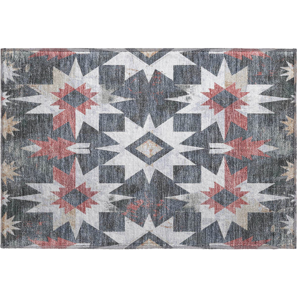 Chiang Mai Machine Washable Transitional Charcoal Gray Rug 1'8" x 2'6"