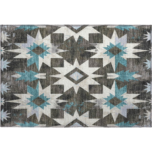 Chiang Mai Machine Washable Transitional Coffee Brown Rug 1'8" x 2'6"