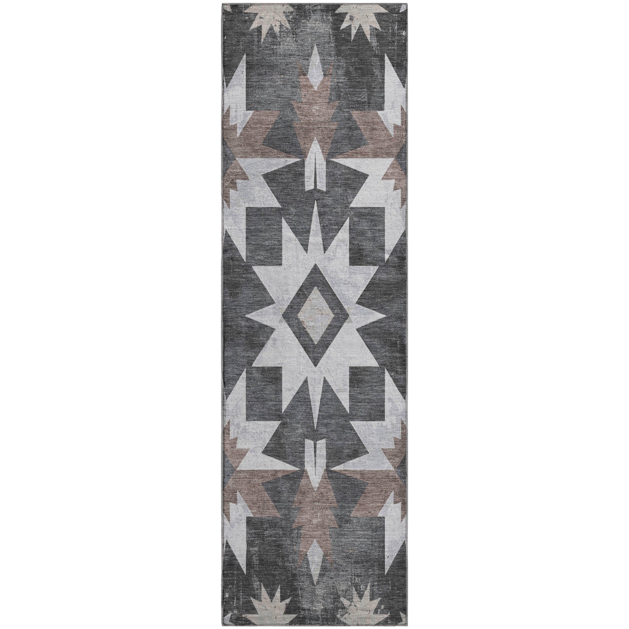 Chiang Mai Machine Washable Transitional Graphite Gray Rug 2'3" x 7'6" #shape_Runner
