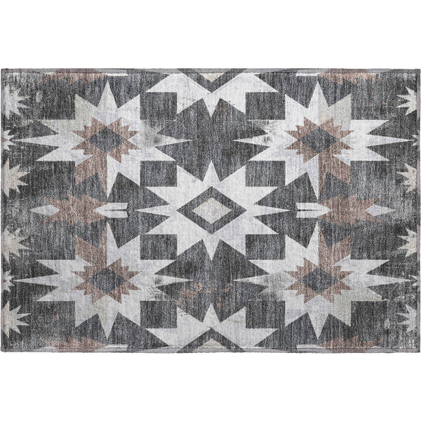 Chiang Mai Machine Washable Transitional Graphite Gray Rug 1'8" x 2'6"